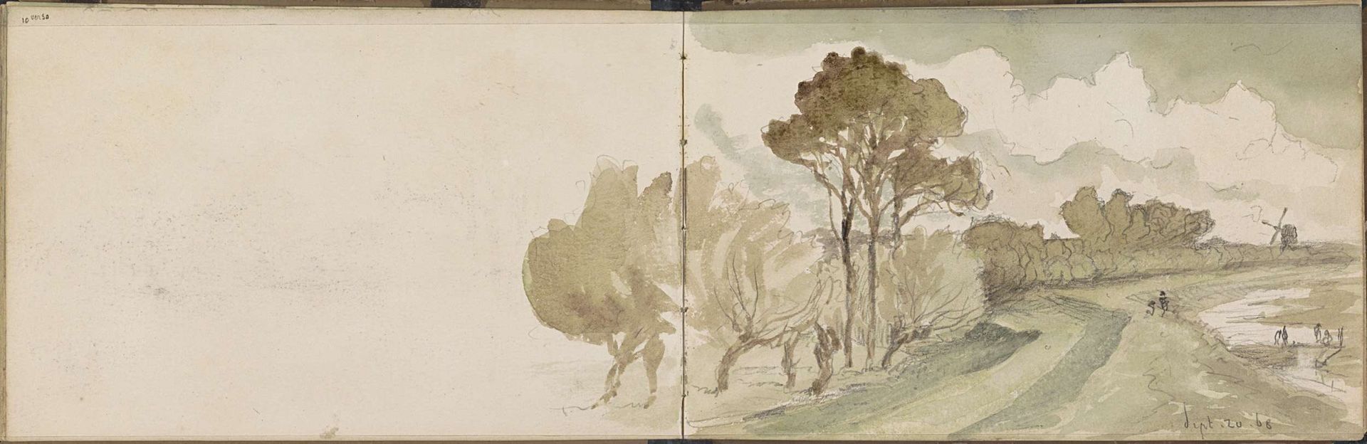 Rivierlandschap met een molen by Johannes Tavenraat