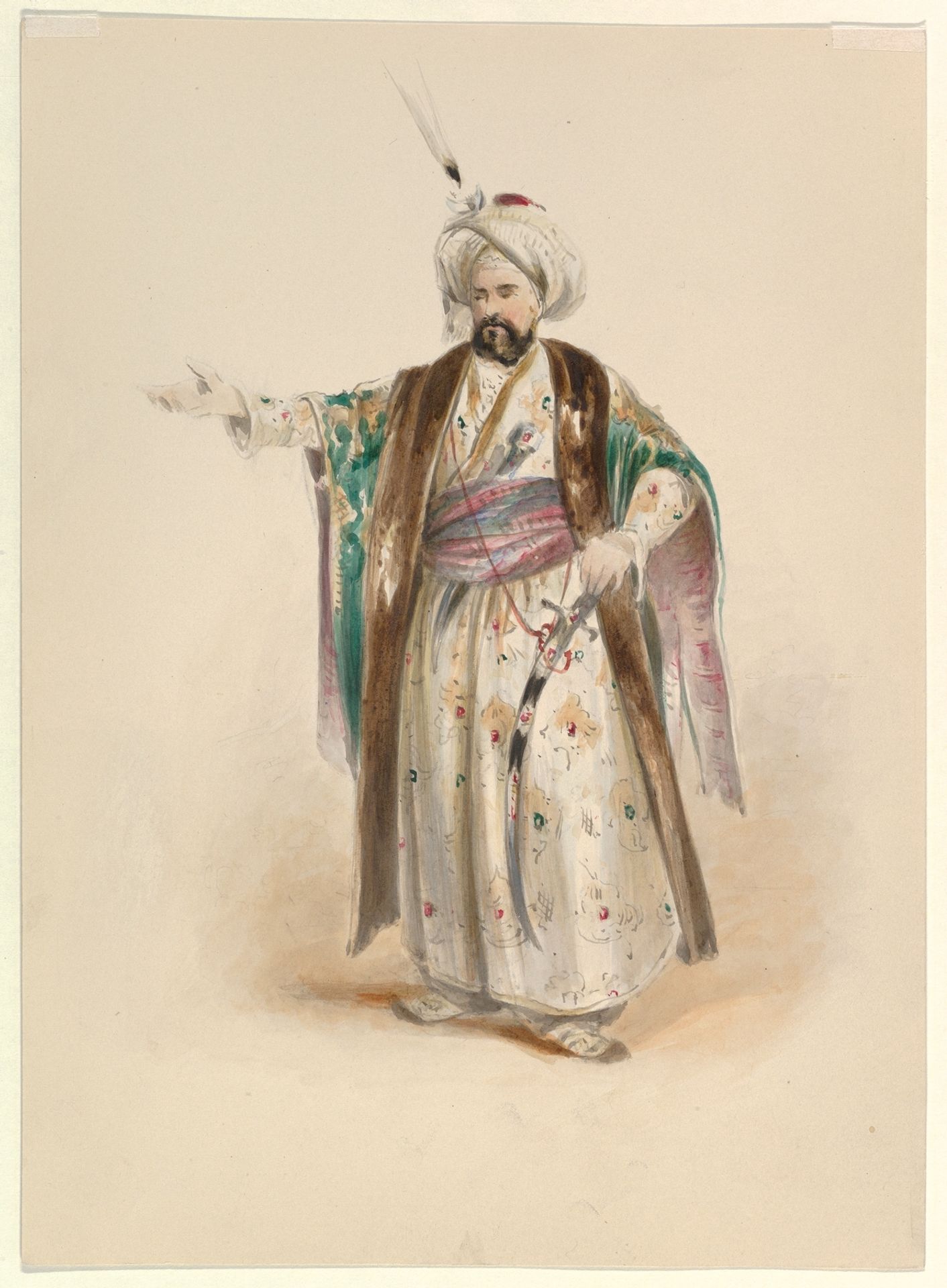 Costume Study for Bassa Selim in the "Abduction from the Seraglio" by W.A. Mozart by Johann Georg Christoph Fries