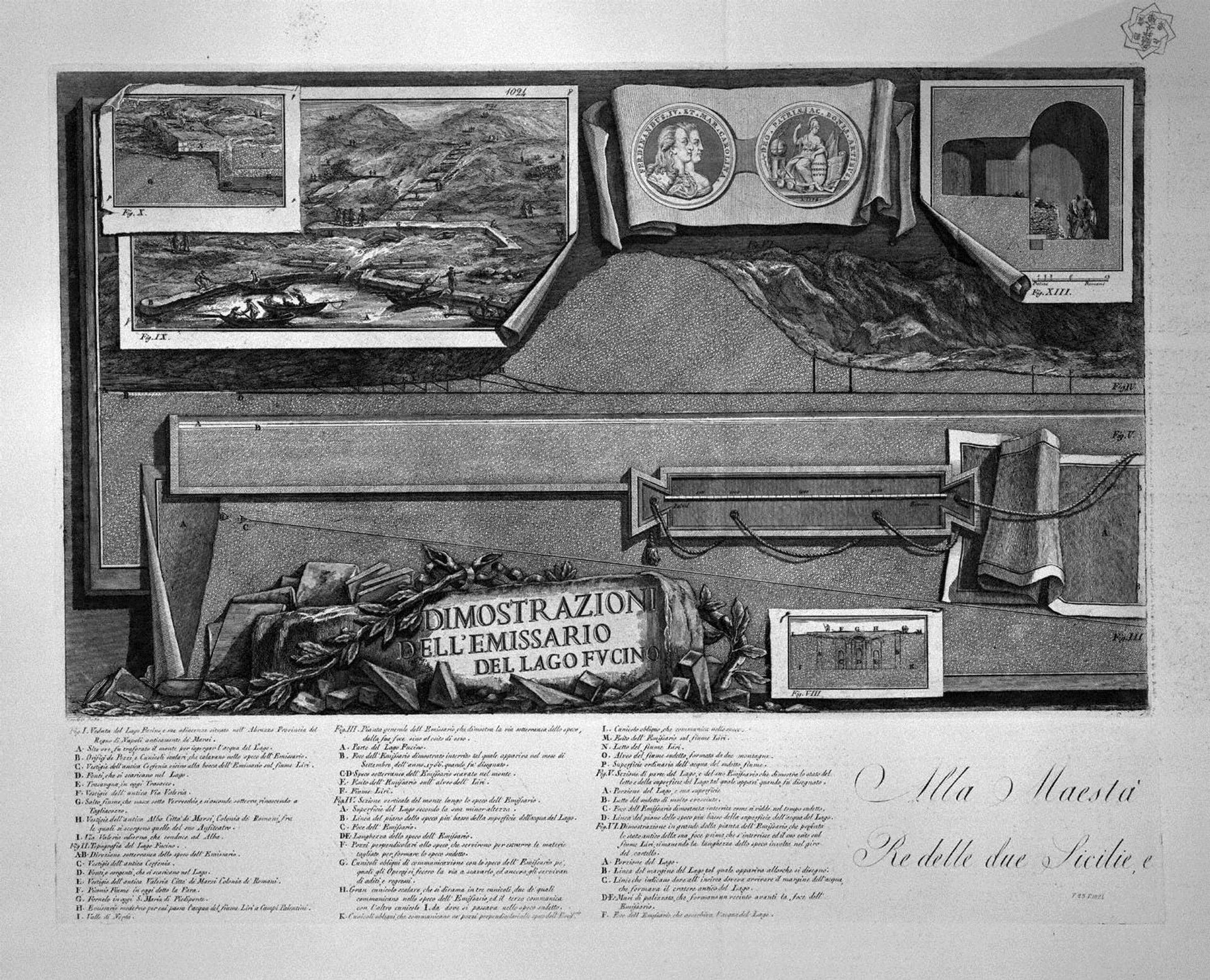 Demonstration from the Lake of Fucino, two boards together, title listed with index by Giovanni Battista Piranesi