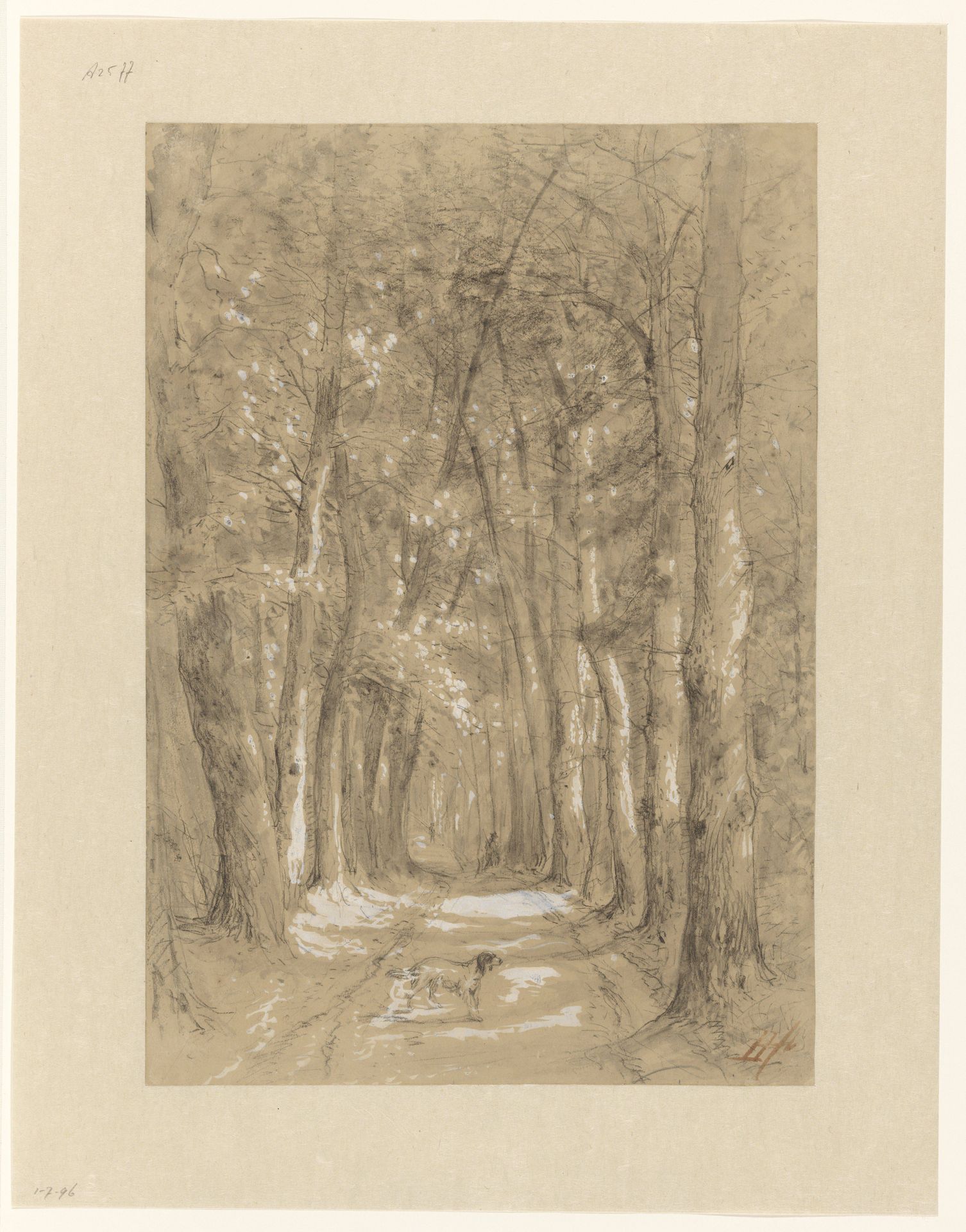 Laan tussen bomen by Johannes Warnardus Bilders