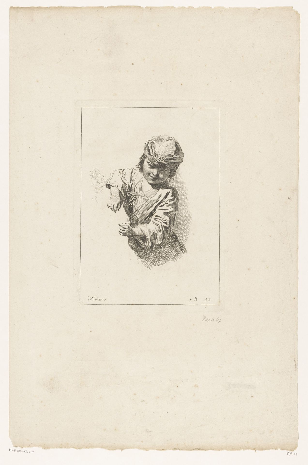 Kind met een muts by Francois Boucher