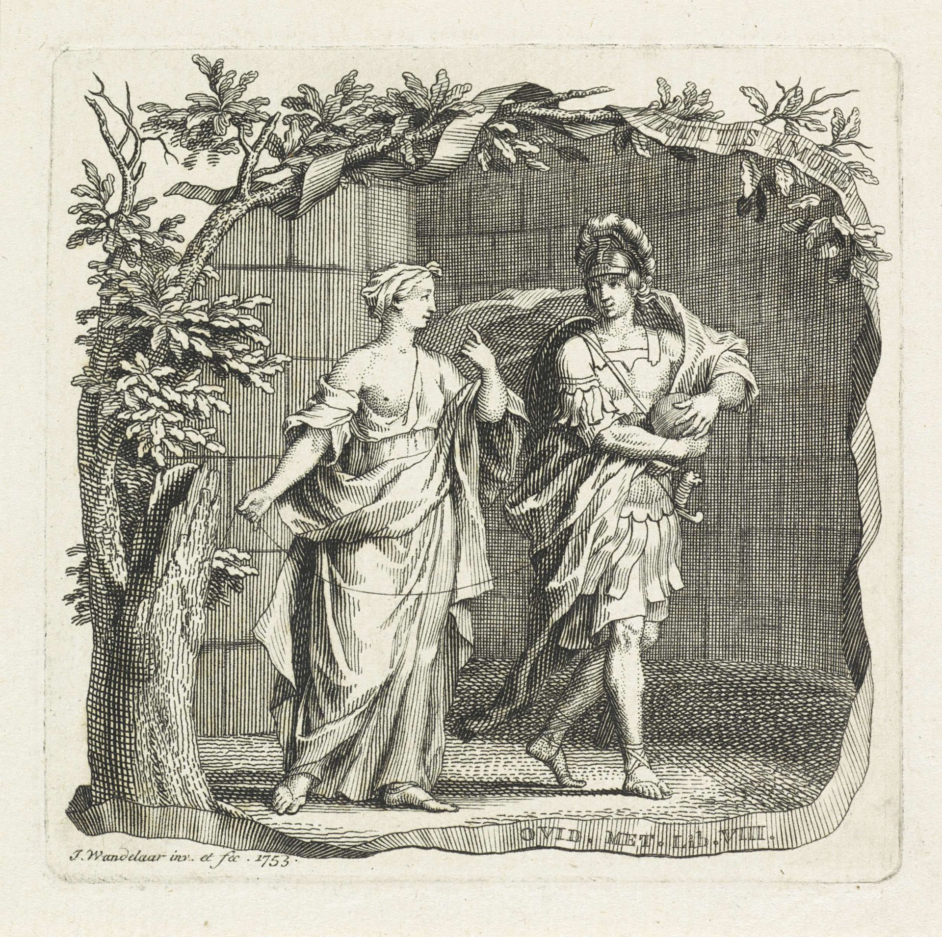 Vignet met Theseus en Ariadne by Jan Wandelaar