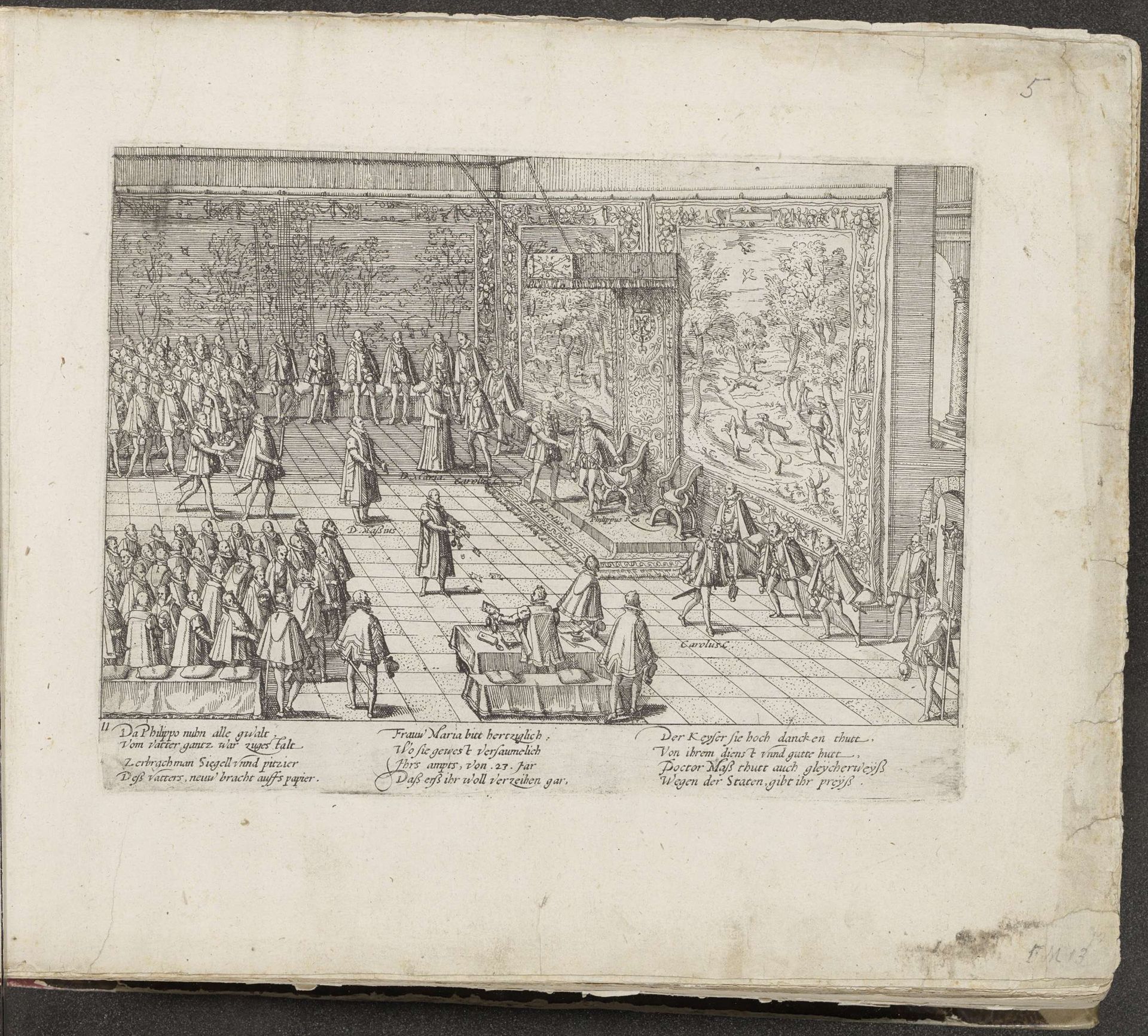 Vertrek van Karel V, 1555 by Frans Hogenberg