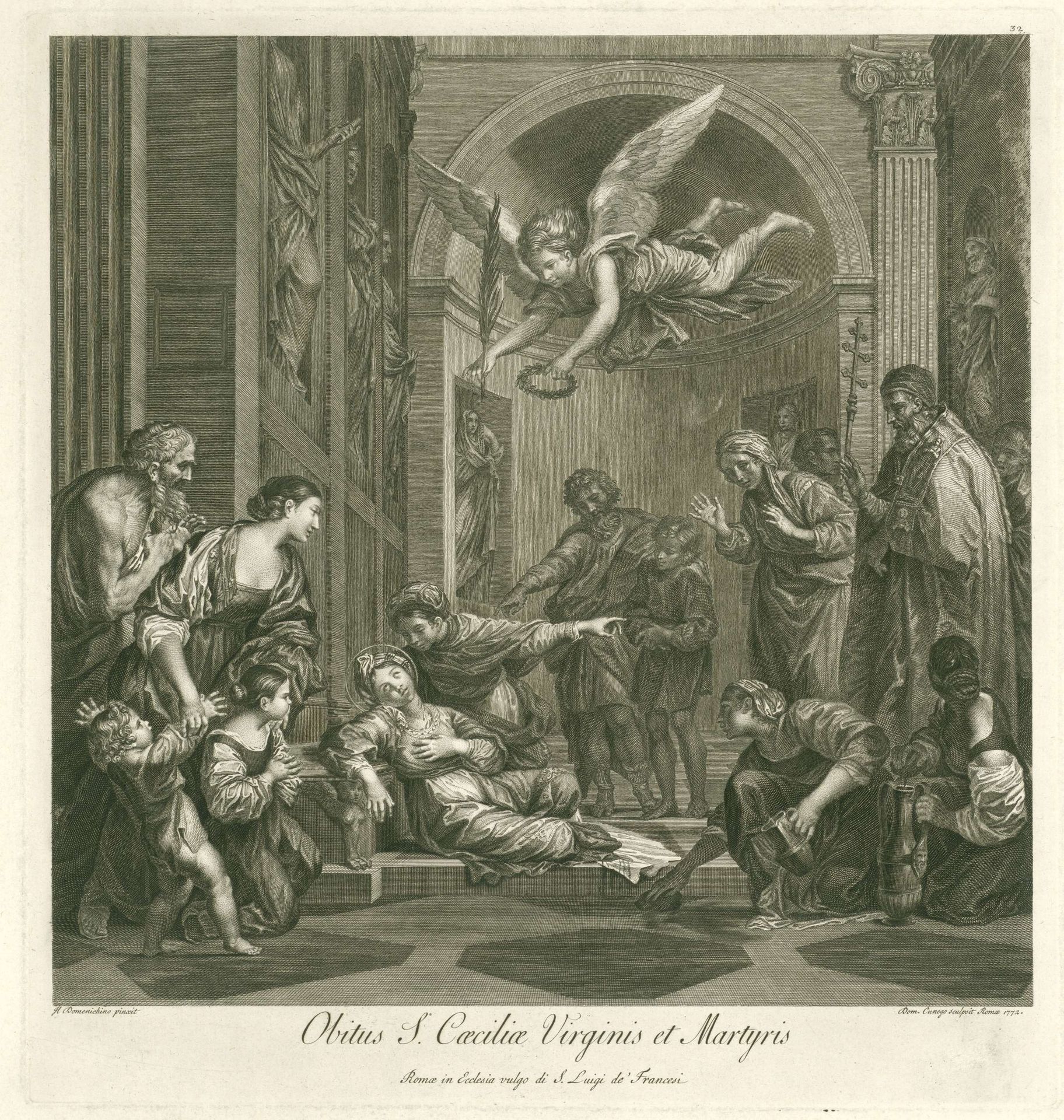Dood van de heilige Cecilia by Domenico Cunego