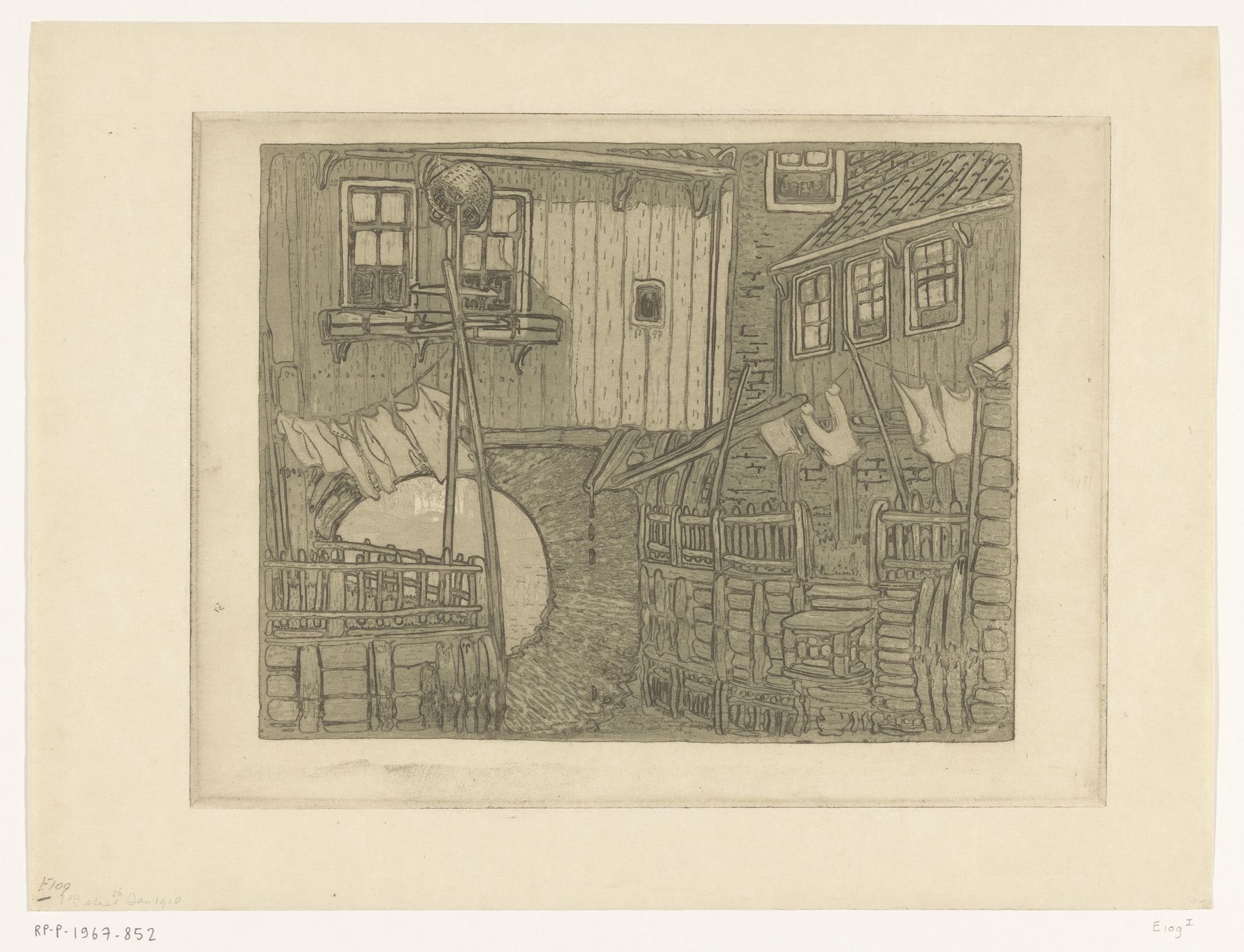 Huizen aan de haven van Enkhuizen by Wijnand Otto Jan Nieuwenkamp