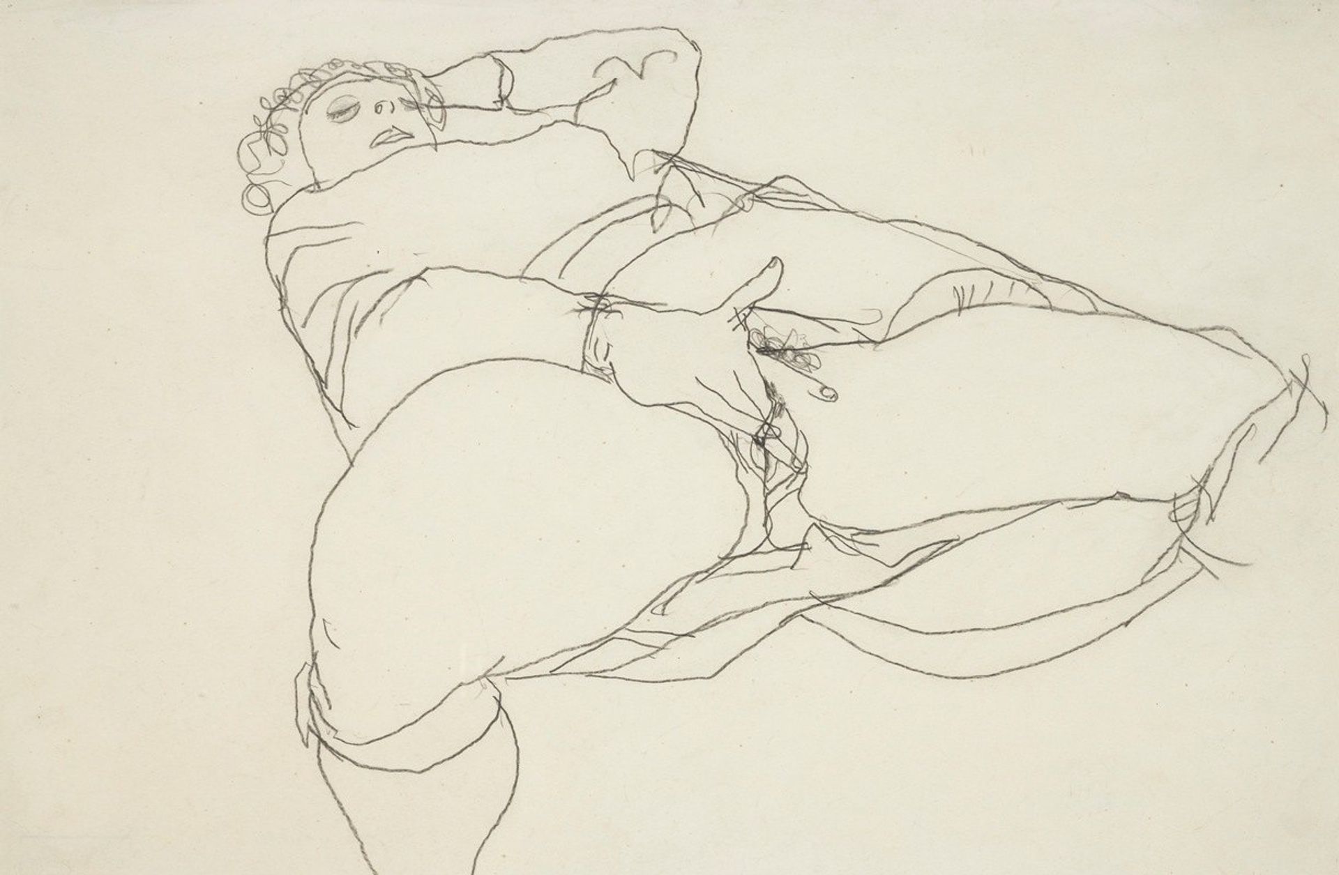 Onanierende Frau Mit Gespreizten Schenkeln by Egon Schiele