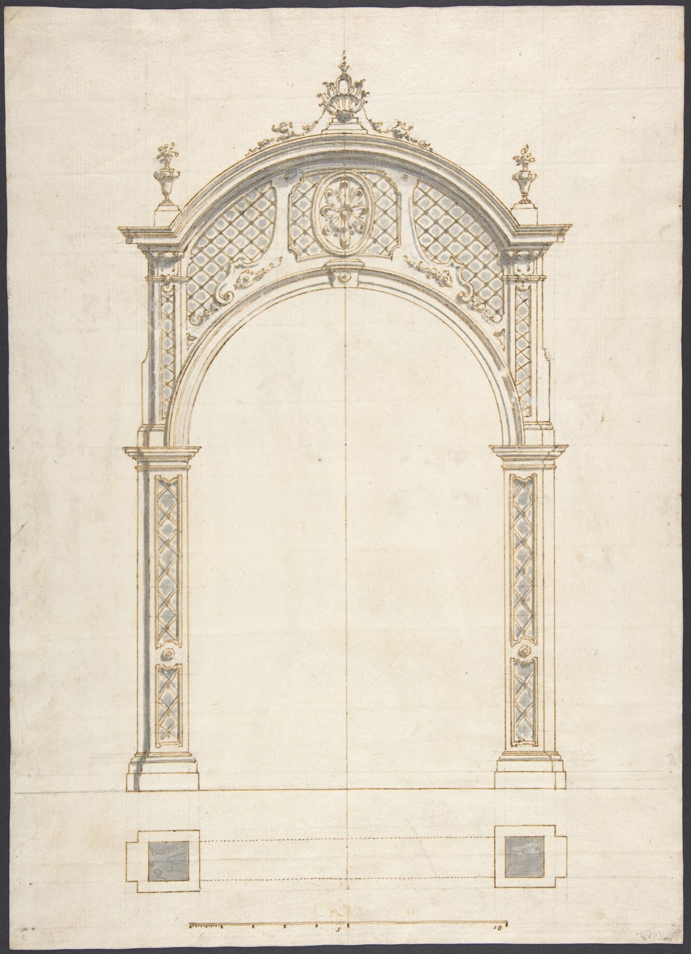 Plan and elevation of a rococo arch by Anonymous