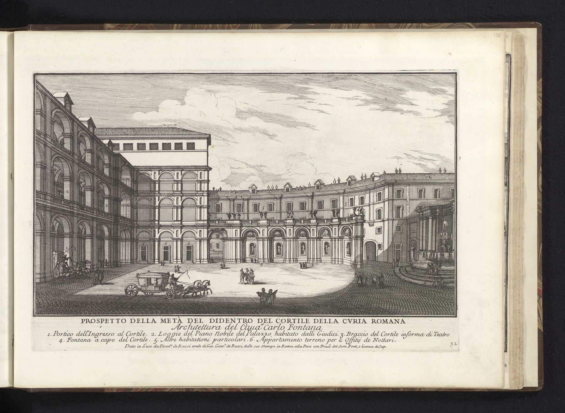 Binnenplaats van Palazzo Montecitorio te Rome by Alessandro Specchi