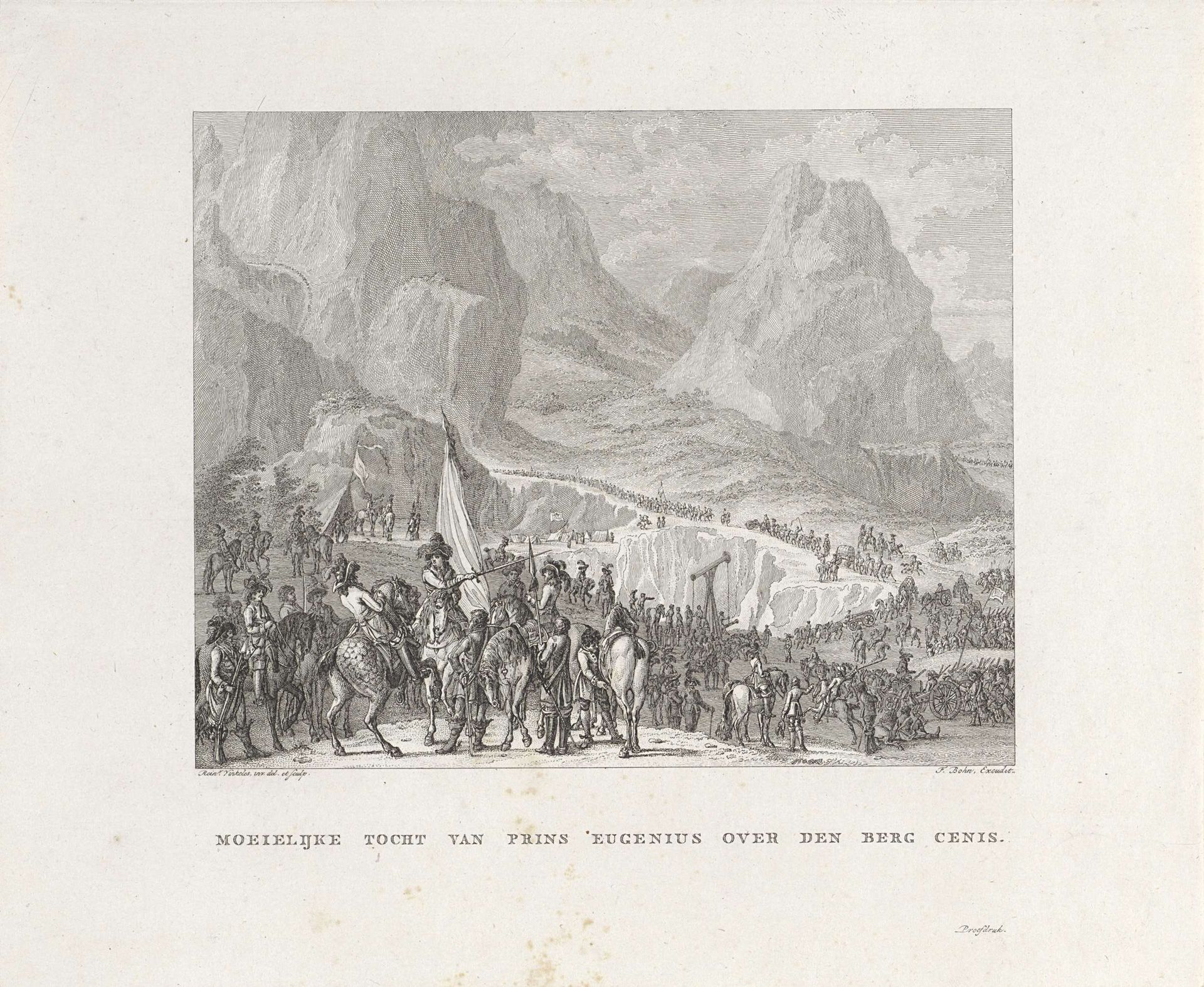 Eugenius van Savoye met zijn troepen bij Mont Cenis by Reinier Vinkeles