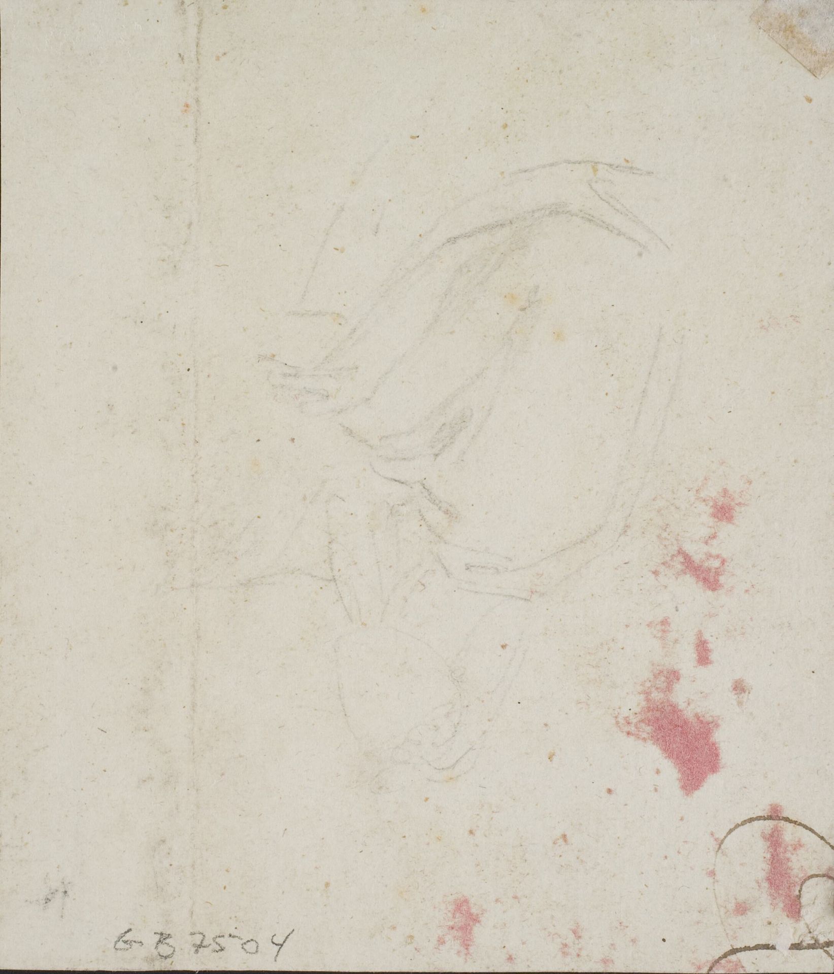Study probably for one of the figures on the recto by Samuel Shelley