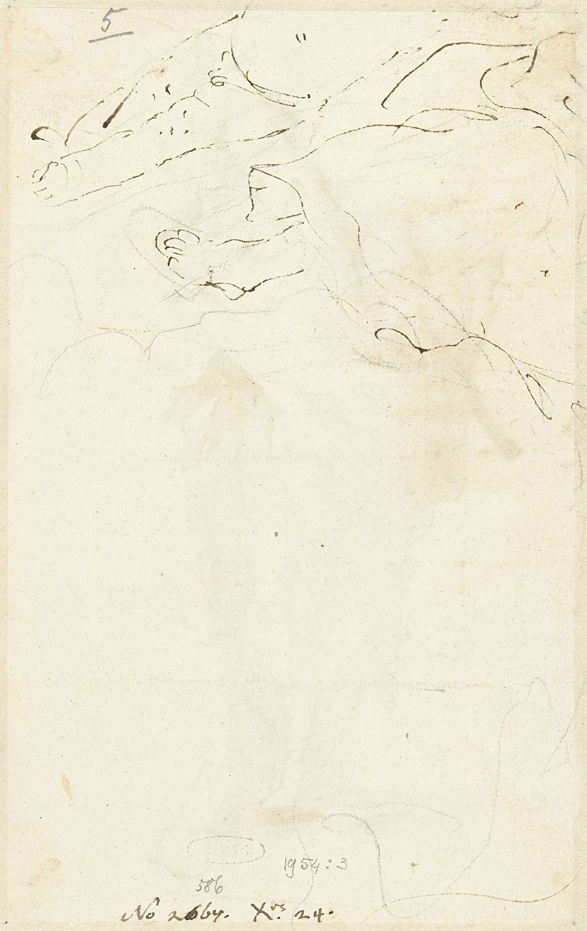 Fragment van een schets met een kind en een zittende figuur by Giovanni Battista Tiepolo