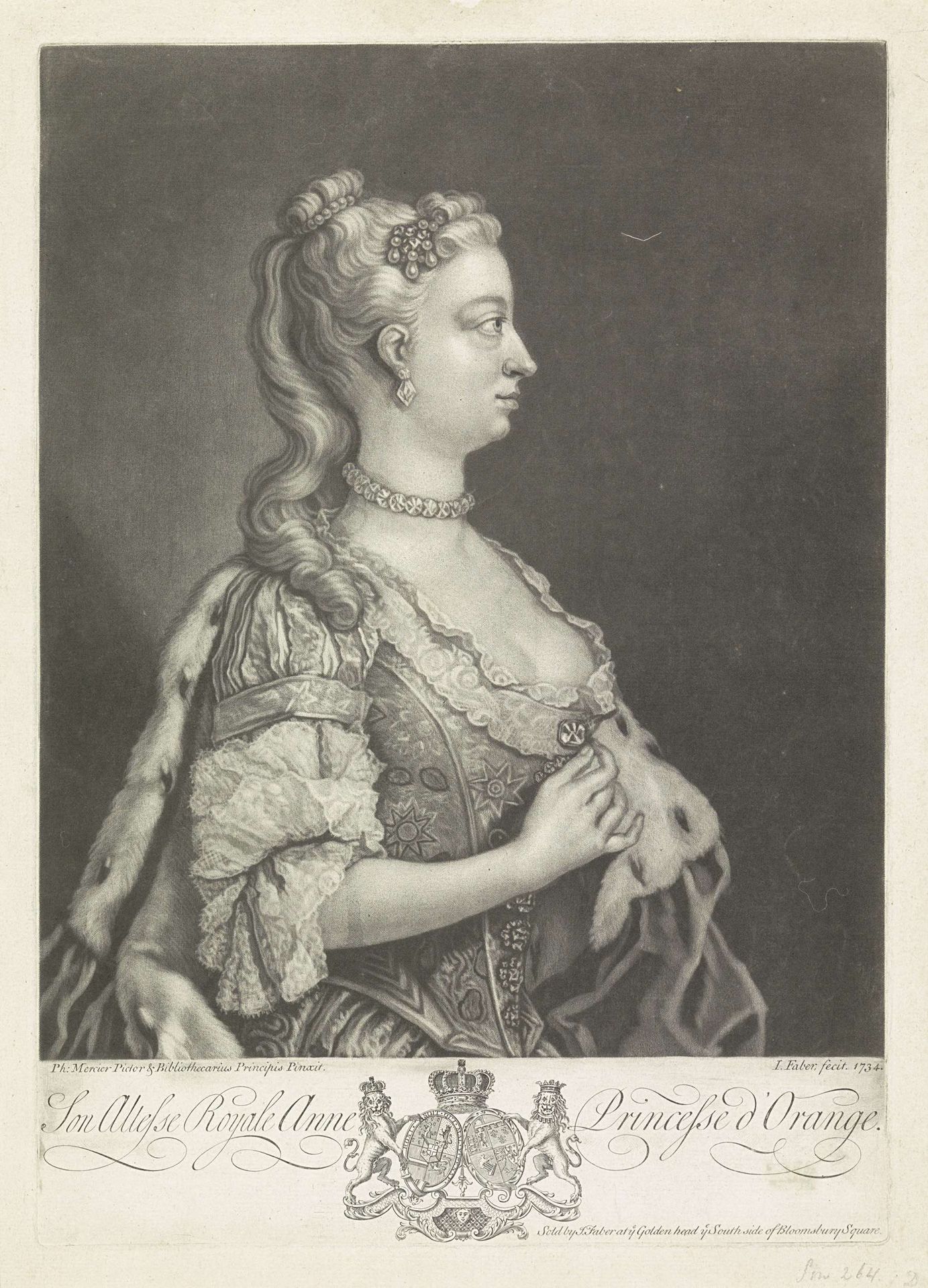 Portret van Anna van Hannover by John (II) Faber
