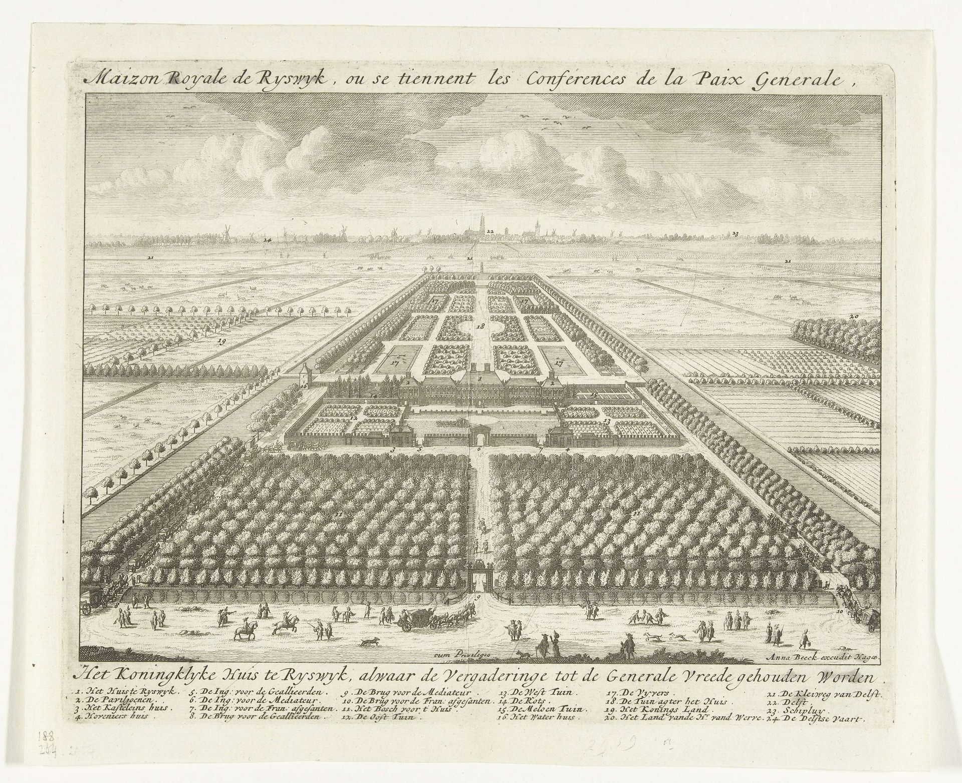 Gezicht op de tuinen bij het Huis ter Nieuburch in Rijswijk, 1697 by Anonymous