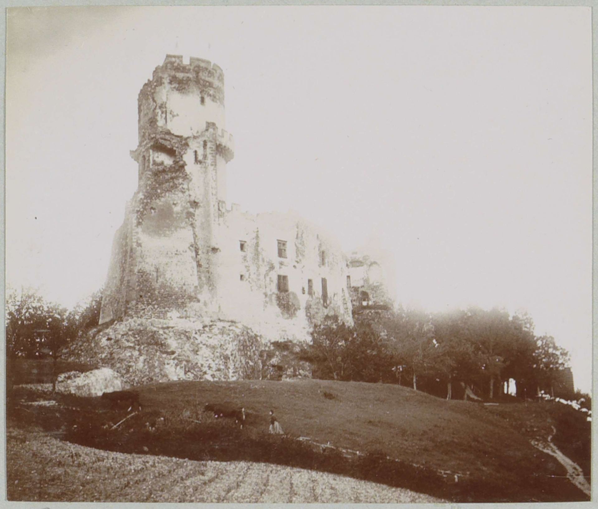 Gezicht op de ruïne van Kasteel van Tournoël bij Volvic by Delizy