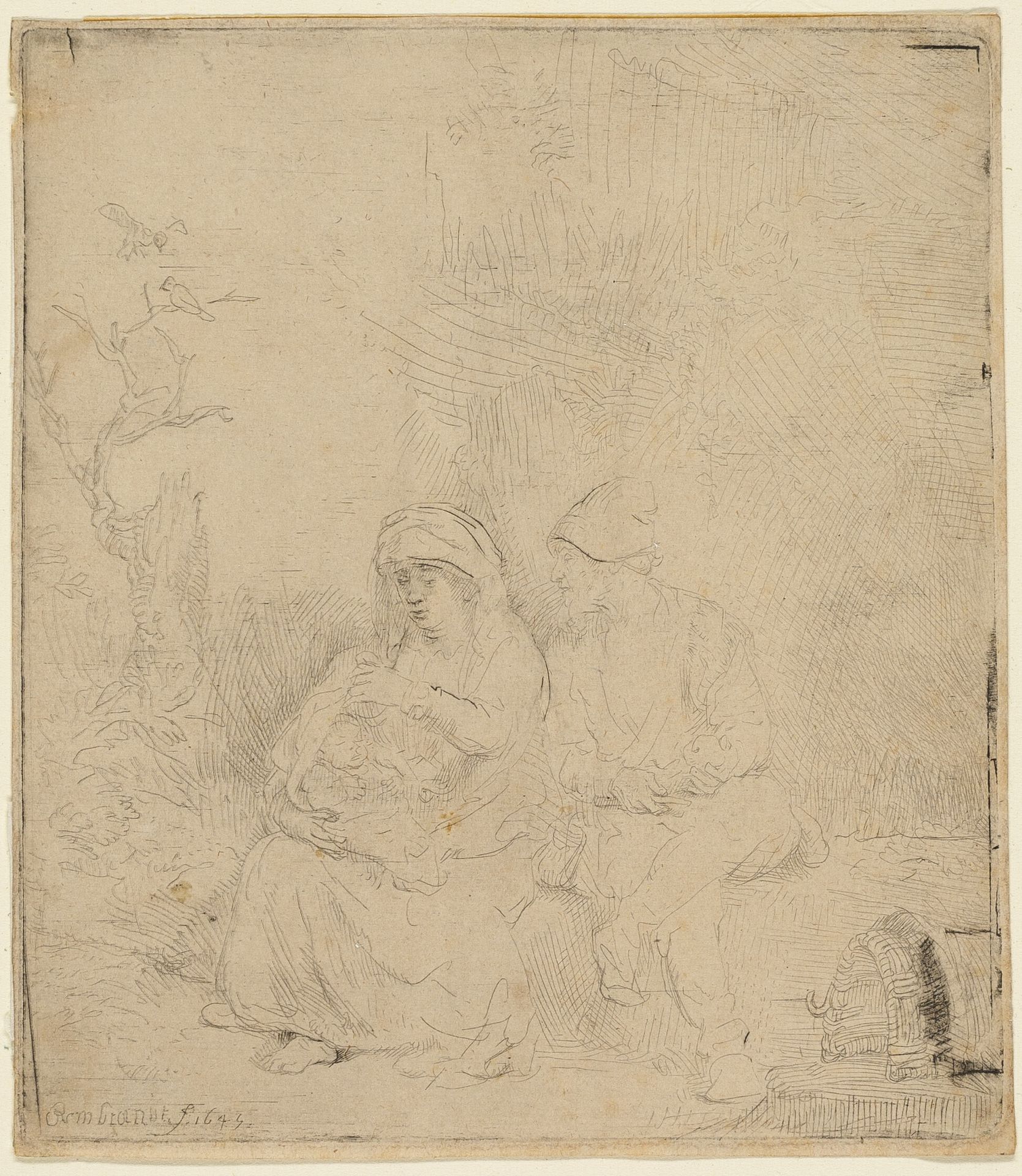 The Rest on the Flight into Egypt: Lightly Etched by Rembrandt van Rijn