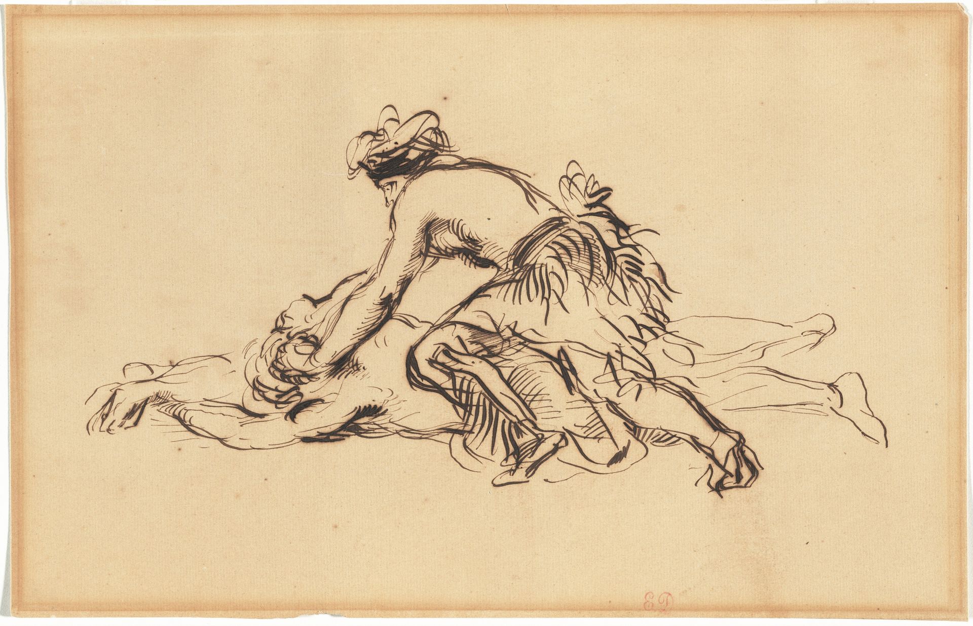 A False Scalping Performed by Iowa Tribe Members in Paris by Eugène Delacroix