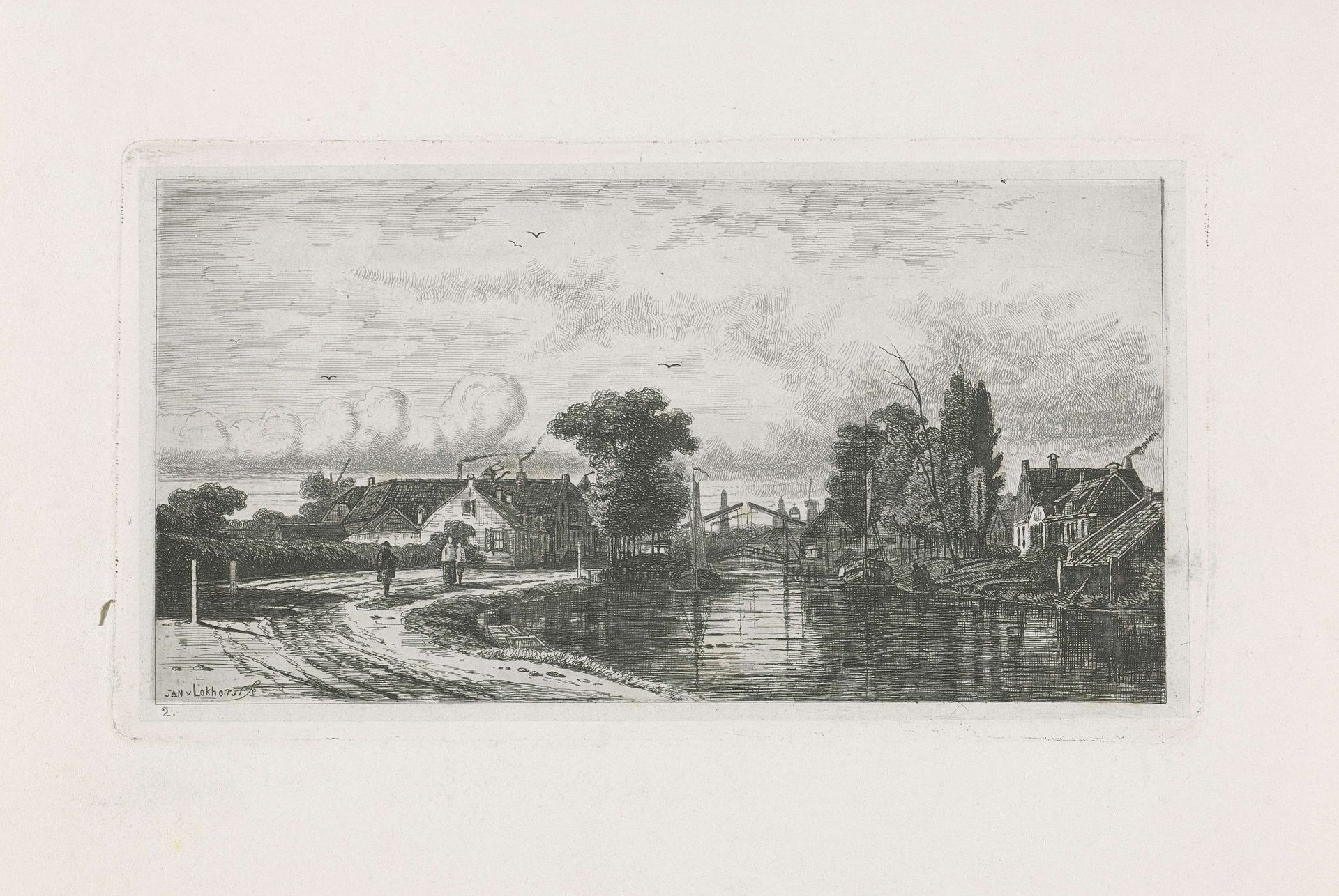 Rivierlandschap met ophaalbrug by Jan van Lokhorst