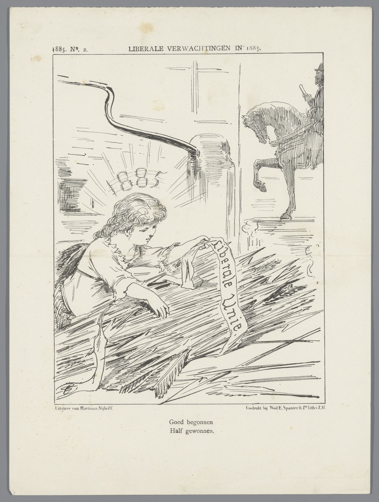 Spotprent over de verwachtingen voor 1885 by Johan Michaël Schmidt Crans