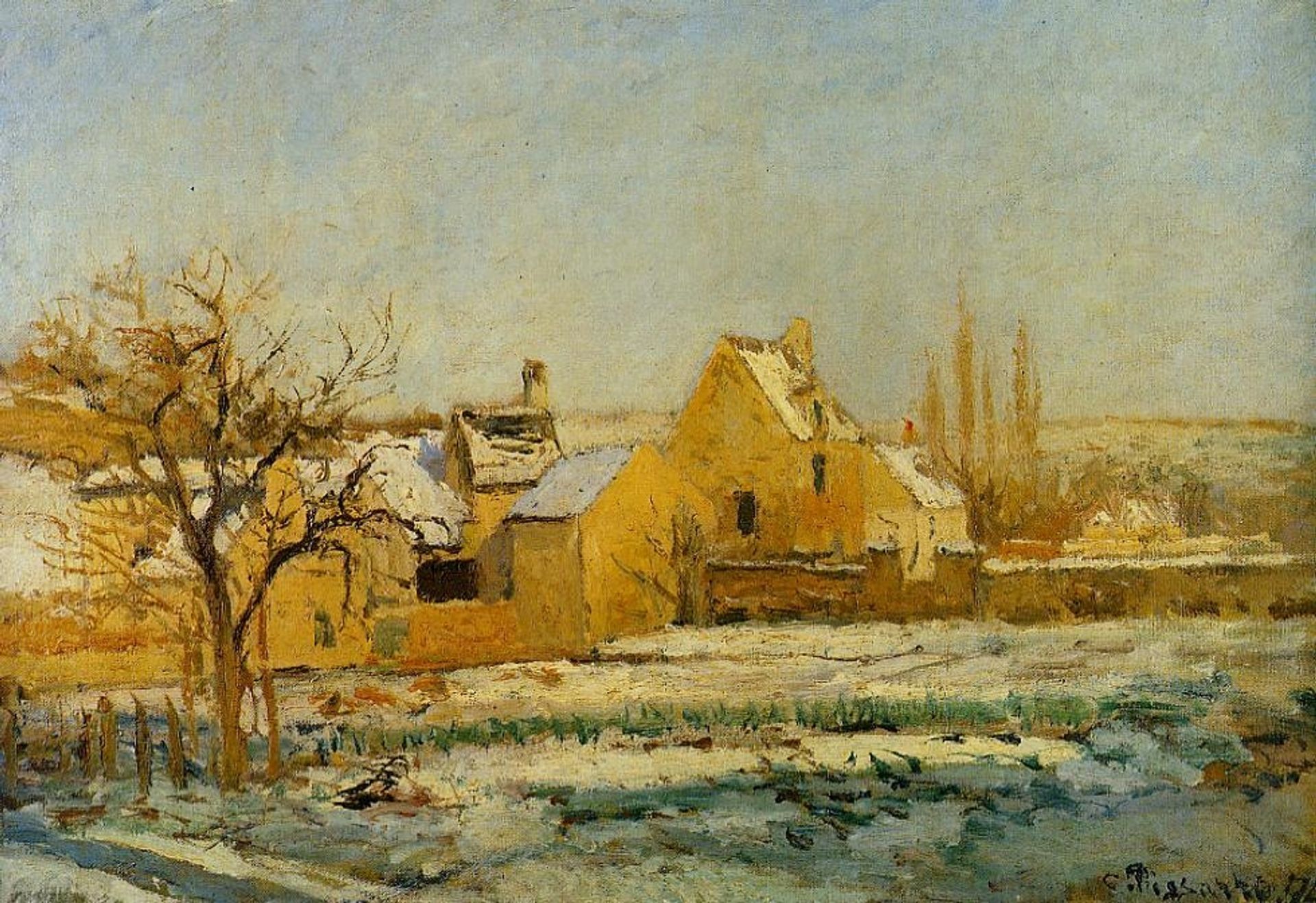 The Effect of Snow at Hermitage by Camille Pissarro