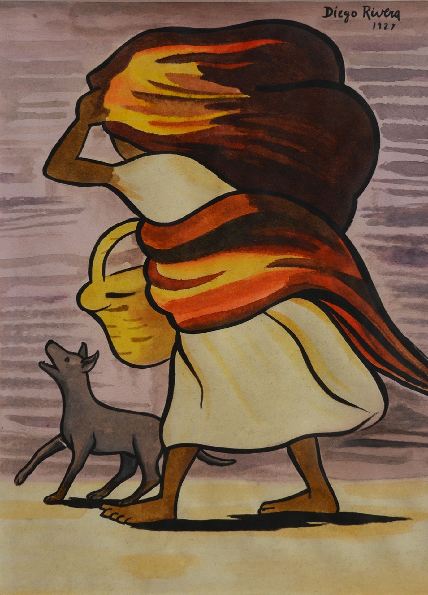 Cargadora Con Perro by Diego Rivera