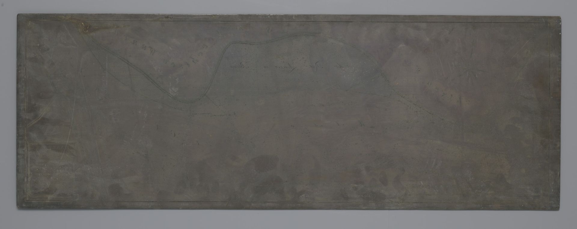 Koperplaat met de kaart van de rivier de Oude Maas van Lint en Krabbe, 1770 by Leonardus Schenk Jansz