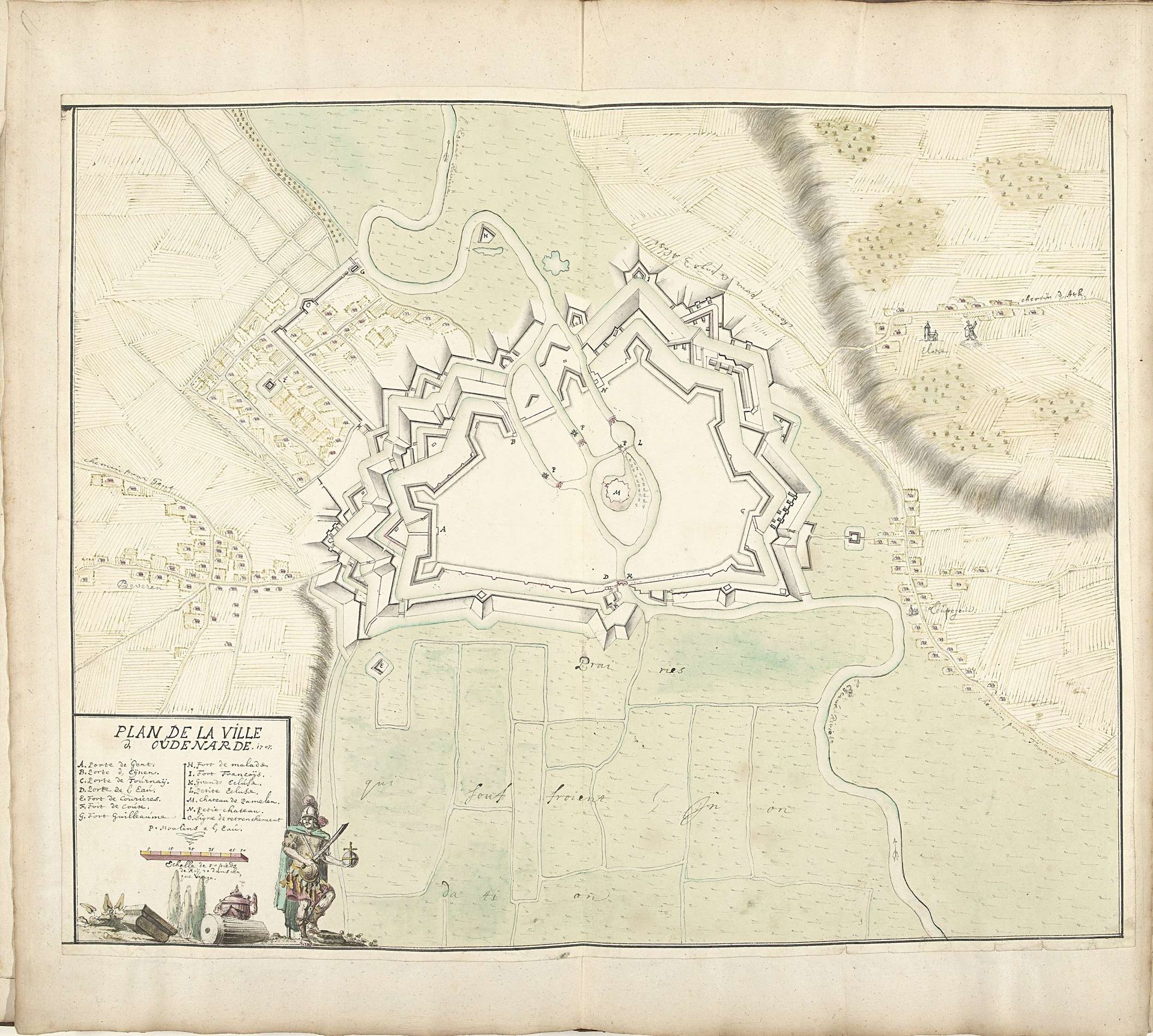 Plattegrond van Oudenaarde, 1707 by Samuel Du Ry de Champdoré