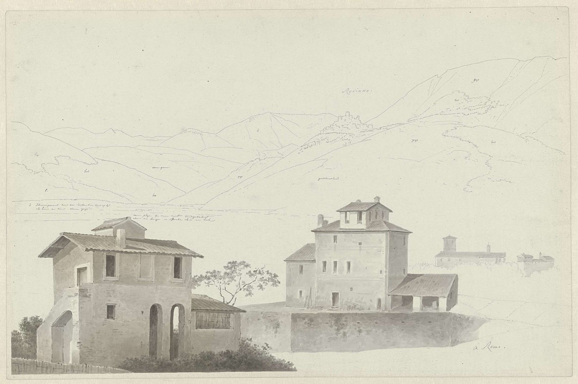 View of Roviano, Houses in Rome in the Foreground by Josephus Augustus Knip