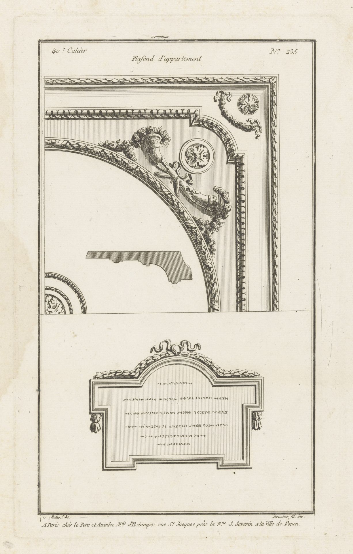 Plafond met hoornen des overvloeds by Jean Pelletier