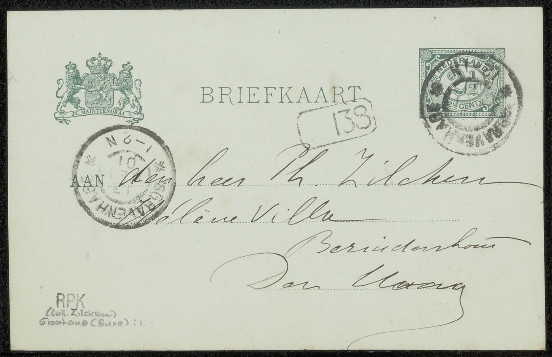 Briefkaart aan Philip Zilcken by Suze Groshans