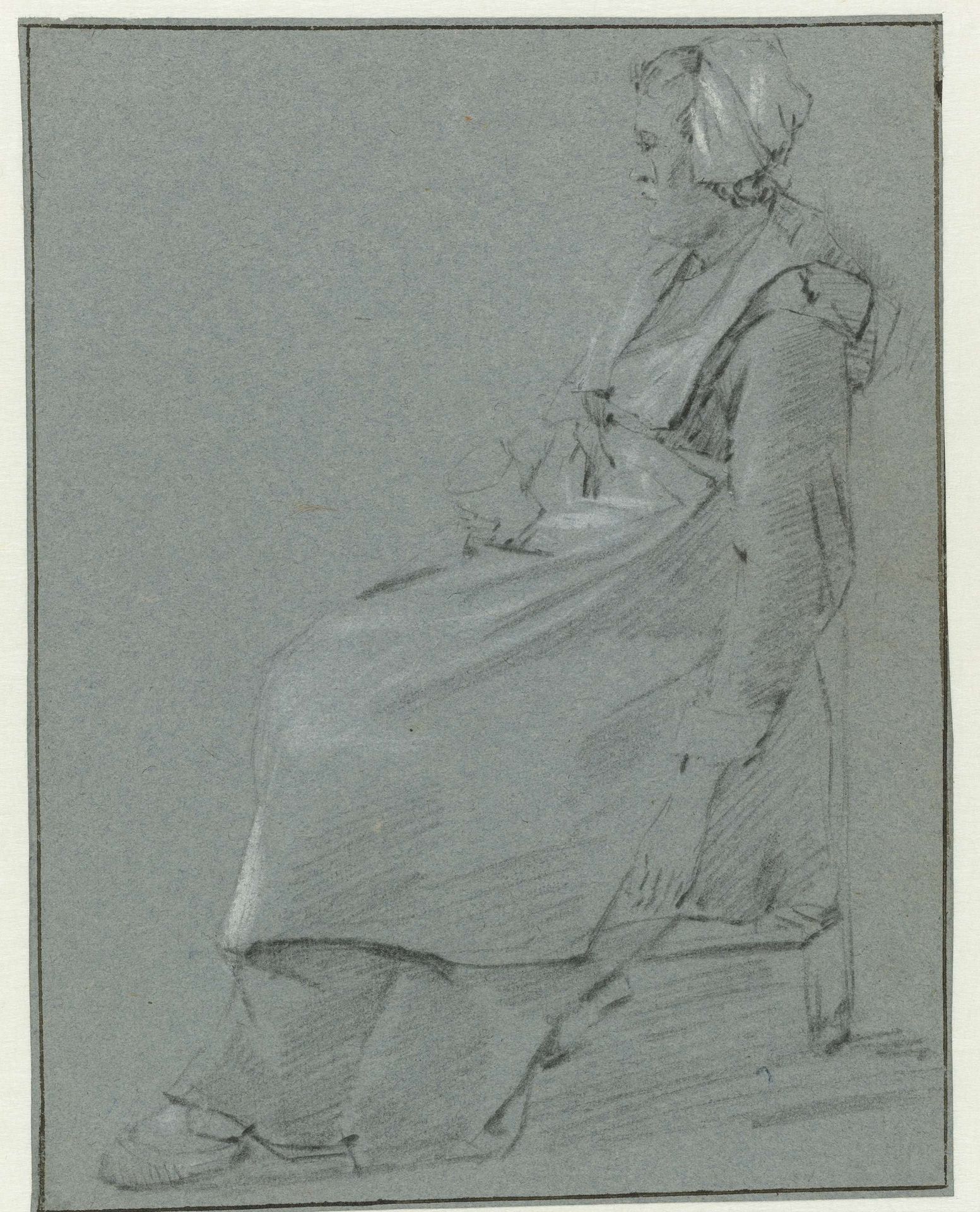 Seated Woman, in Profile to the Left, Wearing a Little Cap and Holding a Glass in her Right Hand by Cornelis Bega
