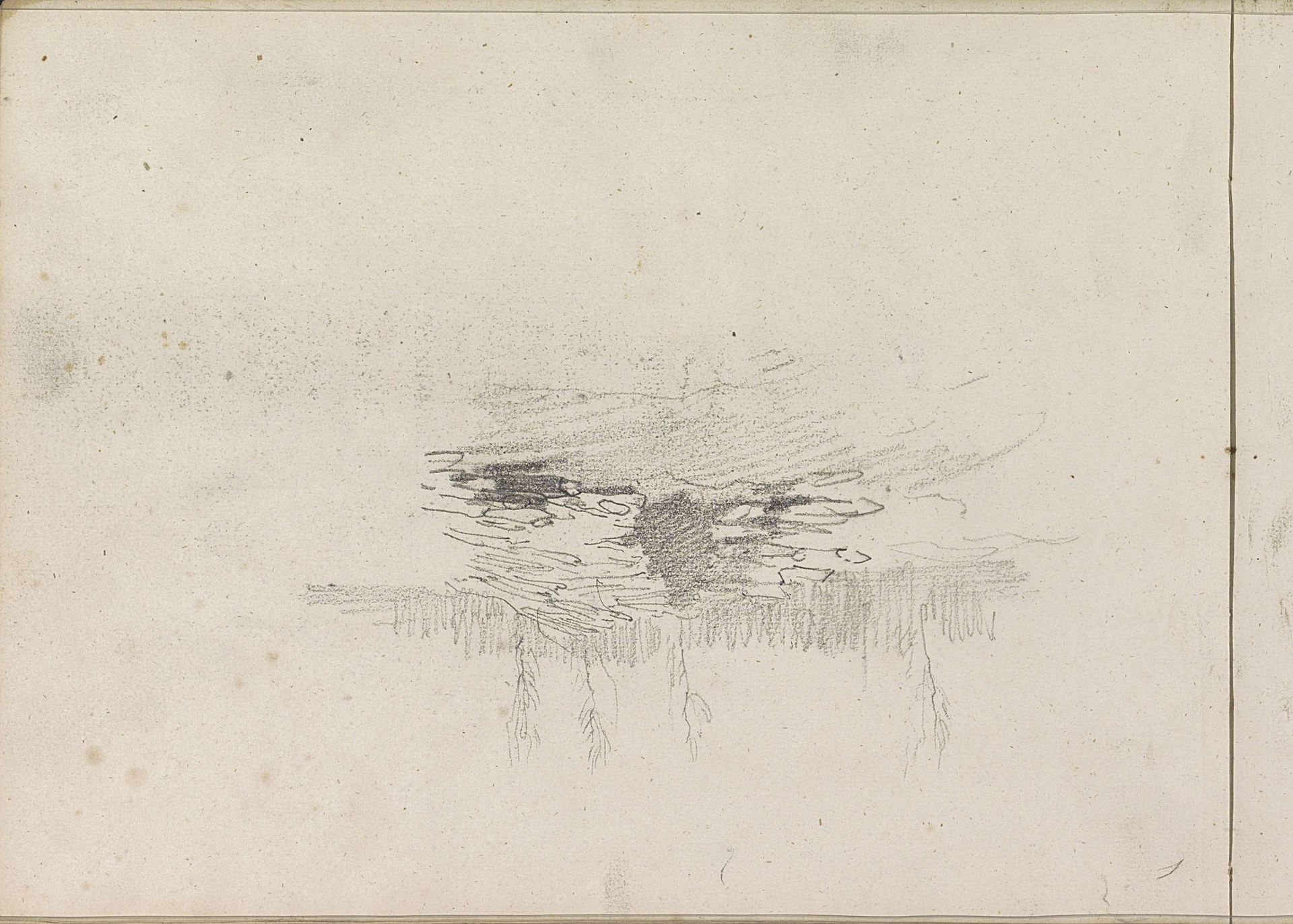 Stapel boomstammen op een veld by Anton Mauve