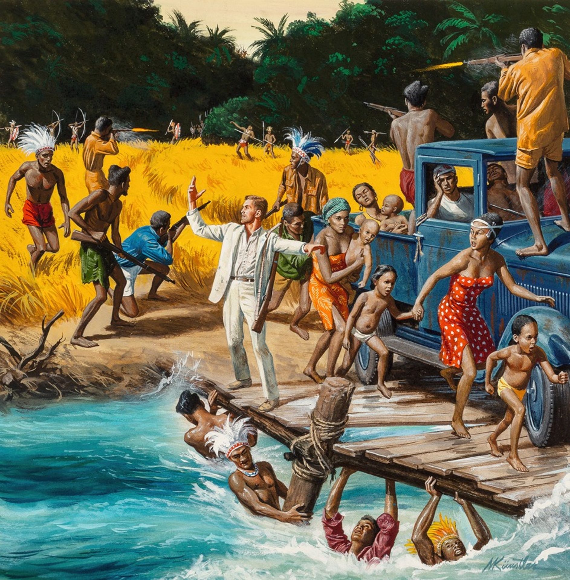 Escape Convoy that Traveled Through Hell by Mort Künstler