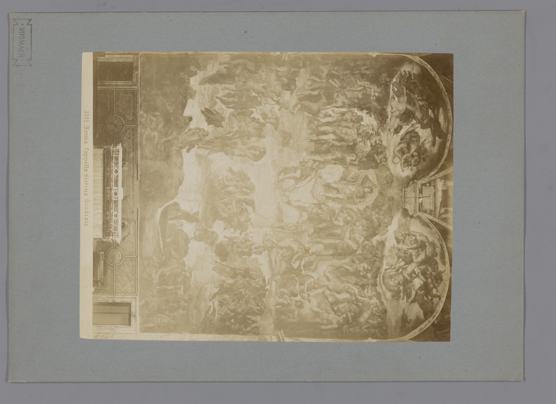 Fotoreproductie van een fresco van het Laatste Oordeel door Michelangelo in de Sixtijnse kapel by Anonymous