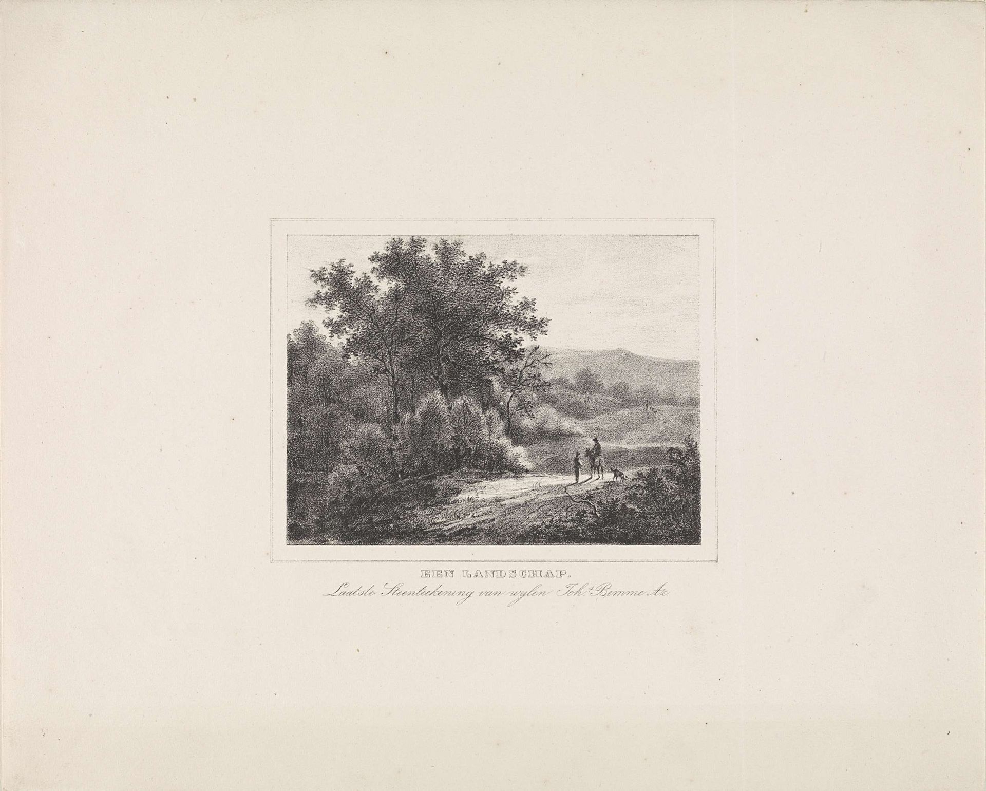 Heuvelachtig landschap met figuren by Joannes Bemme