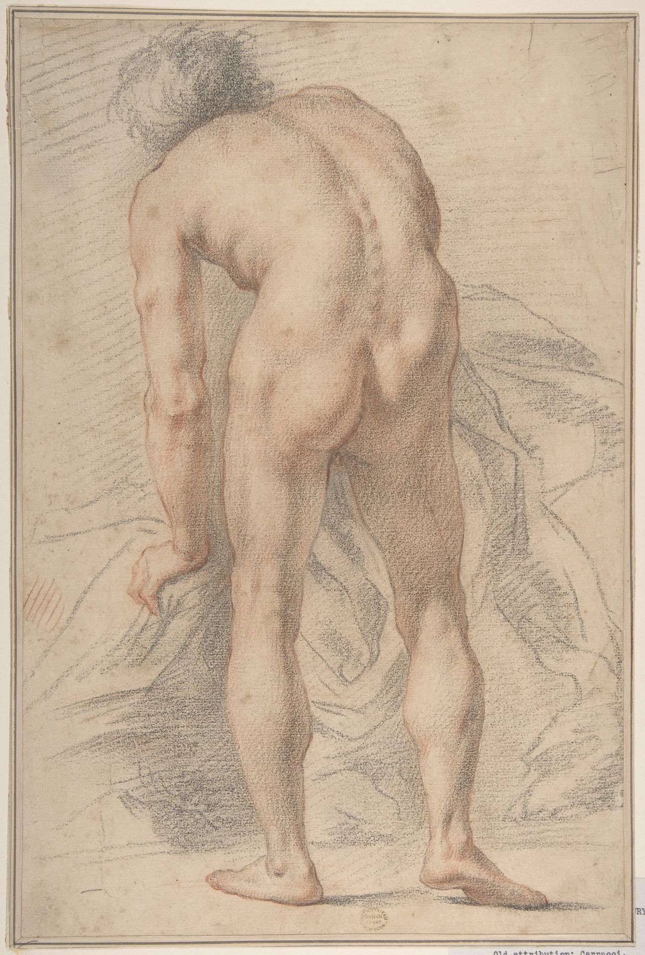 Nude Male Figure, Rear View by Giovanni da San Giovanni