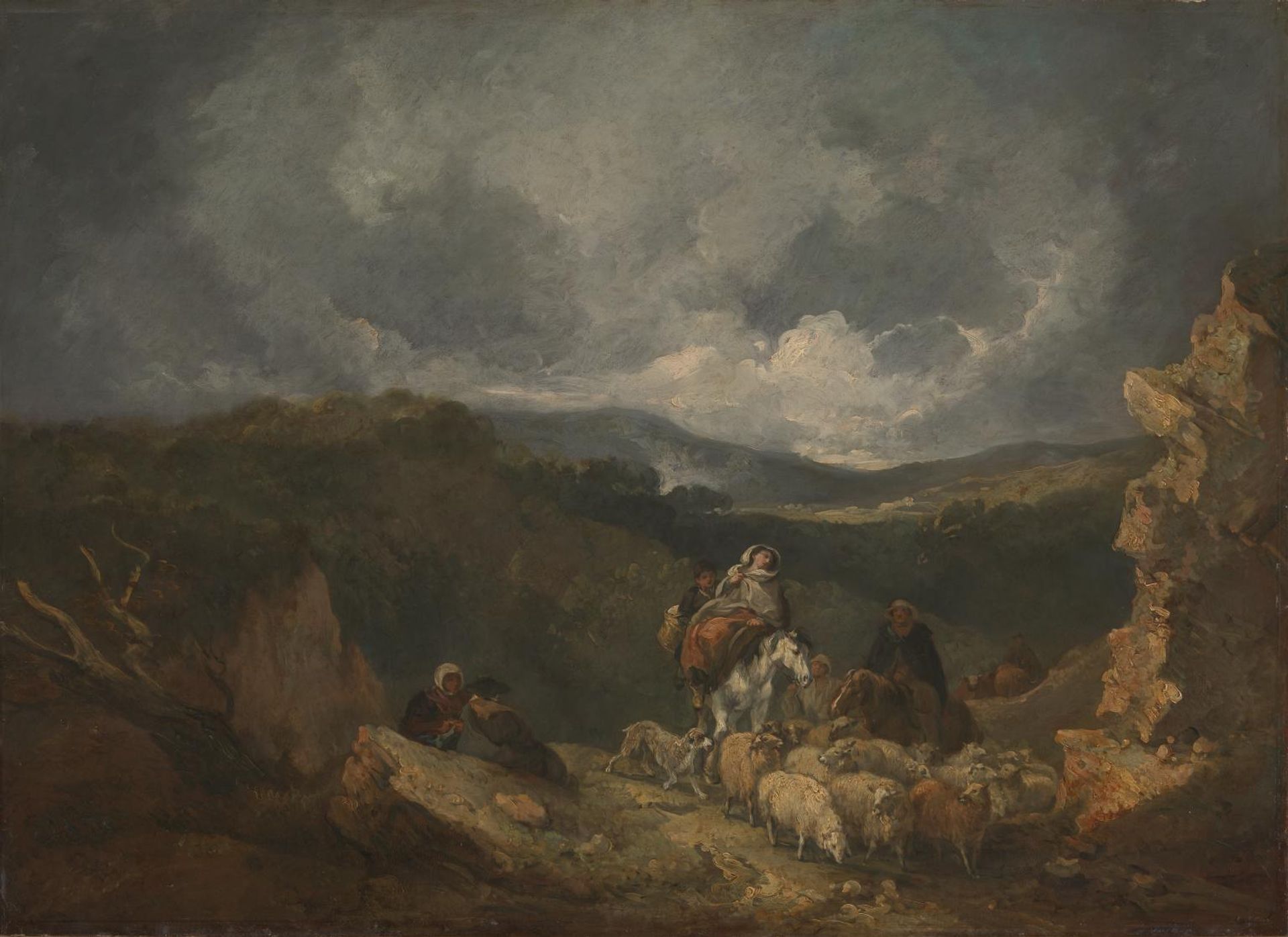Landscape with Figures and Sheep by  Thomas  of Bath Barker