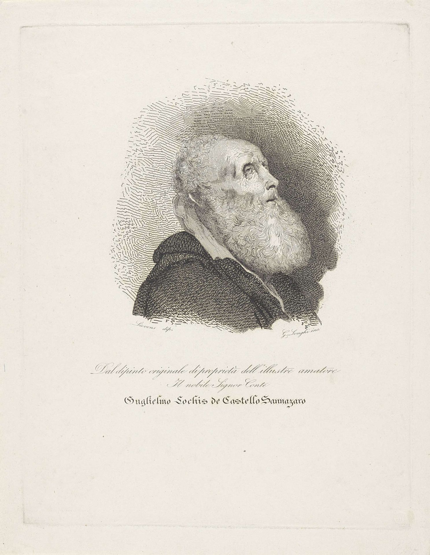 Oude man met baard by Giuseppe Longhi