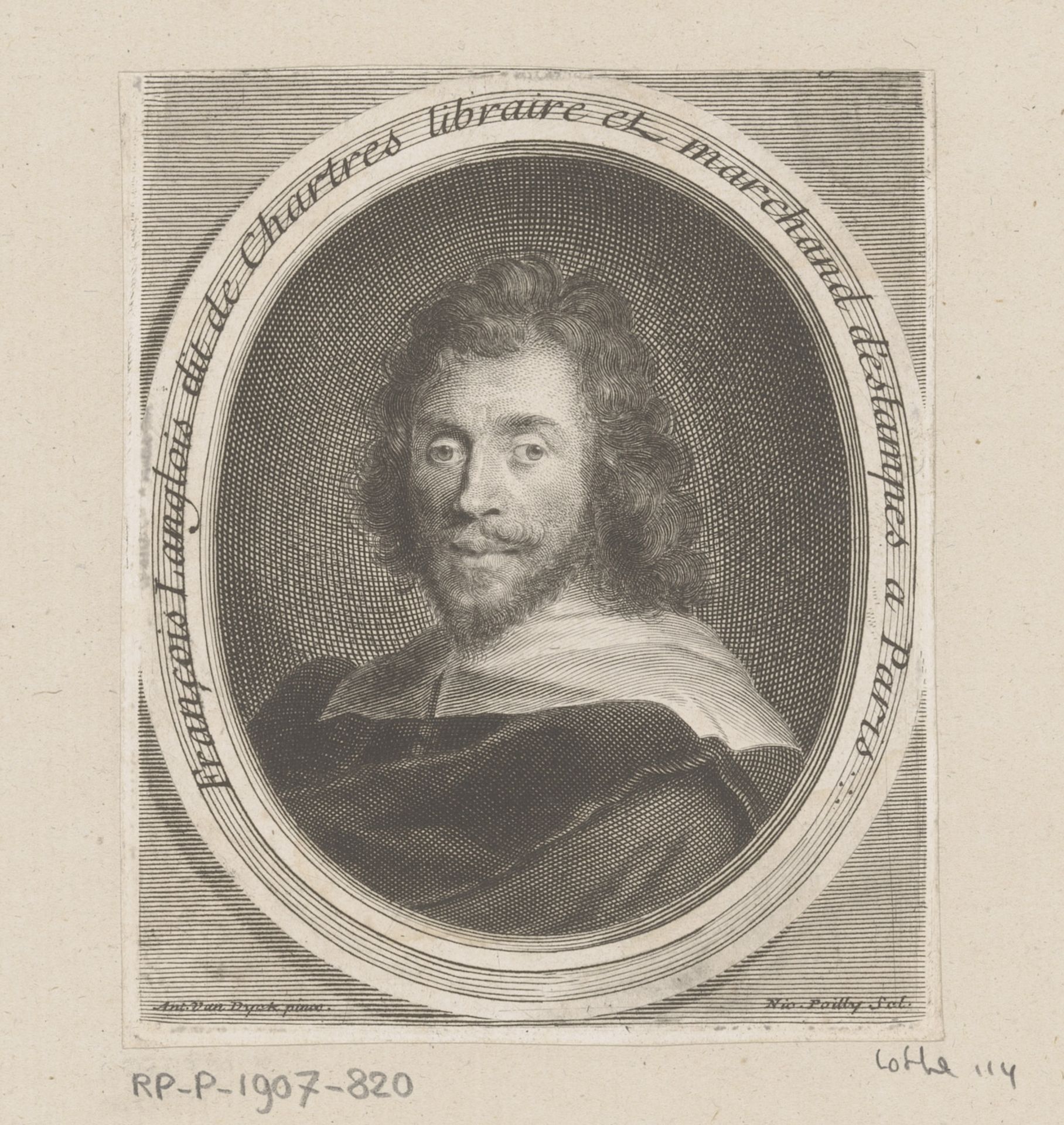 Portret van François Langlois by Nicolas de (I) Poilly