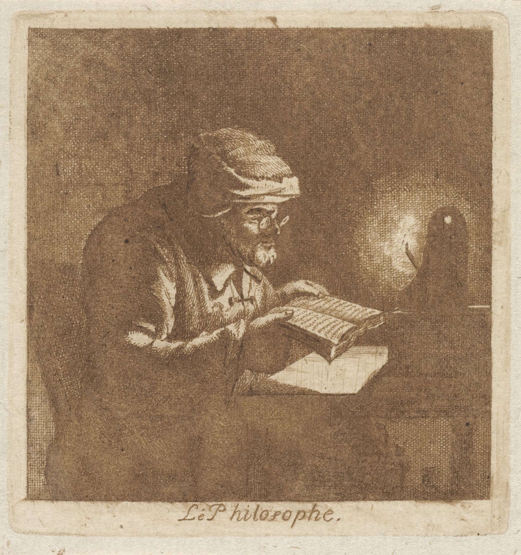 Vertrek met een lezende man by Caspar Jacobsz. Philips
