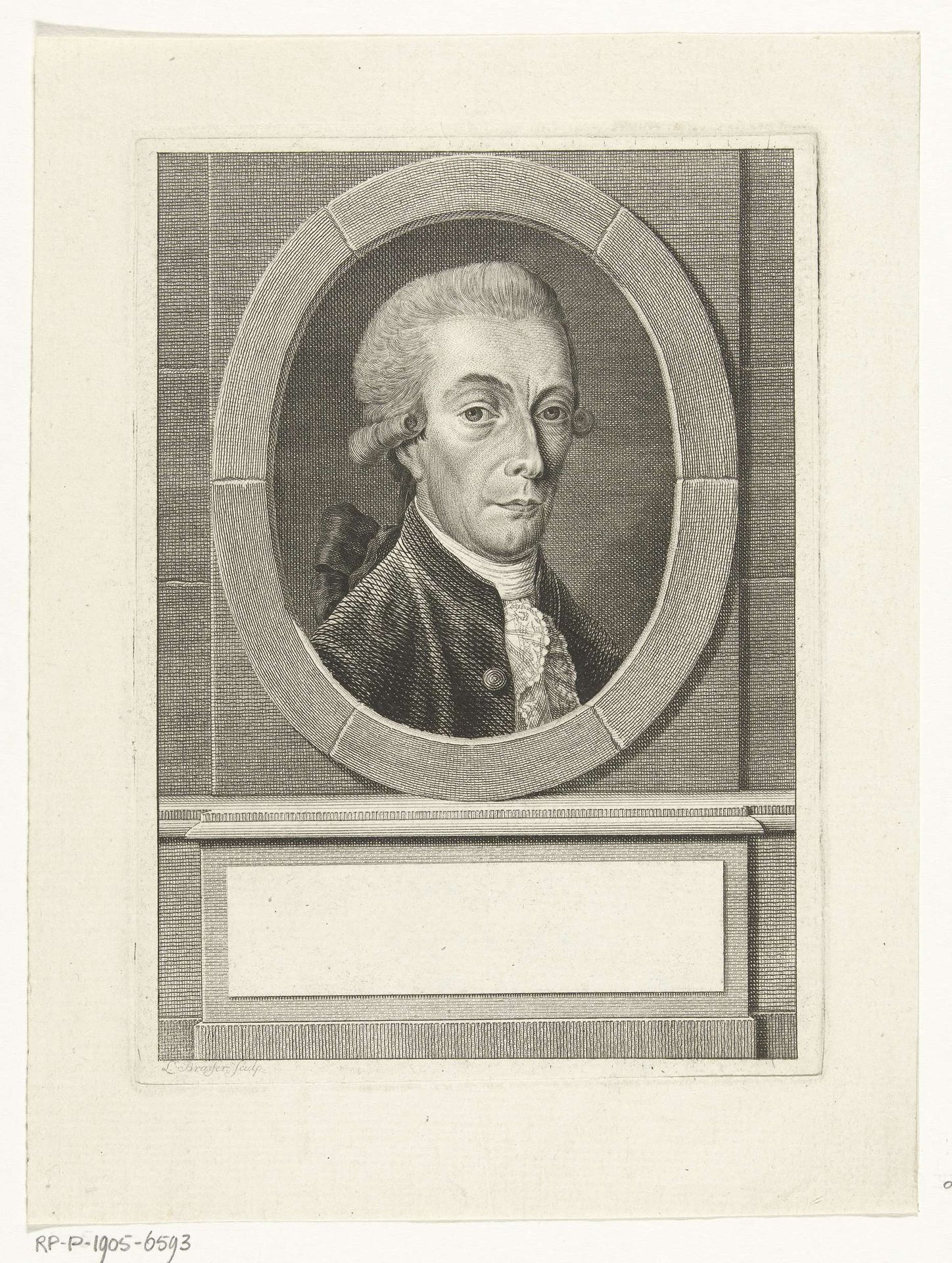 Portret van Paulus Gevers in ovale omlijsting by Leendert Brasser