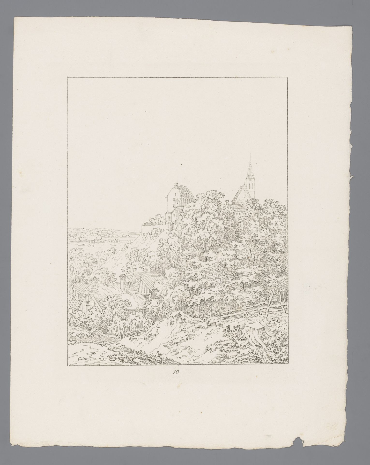 Gezicht op een stad gelegen op een heuvel by Max Josef Wagenbauer