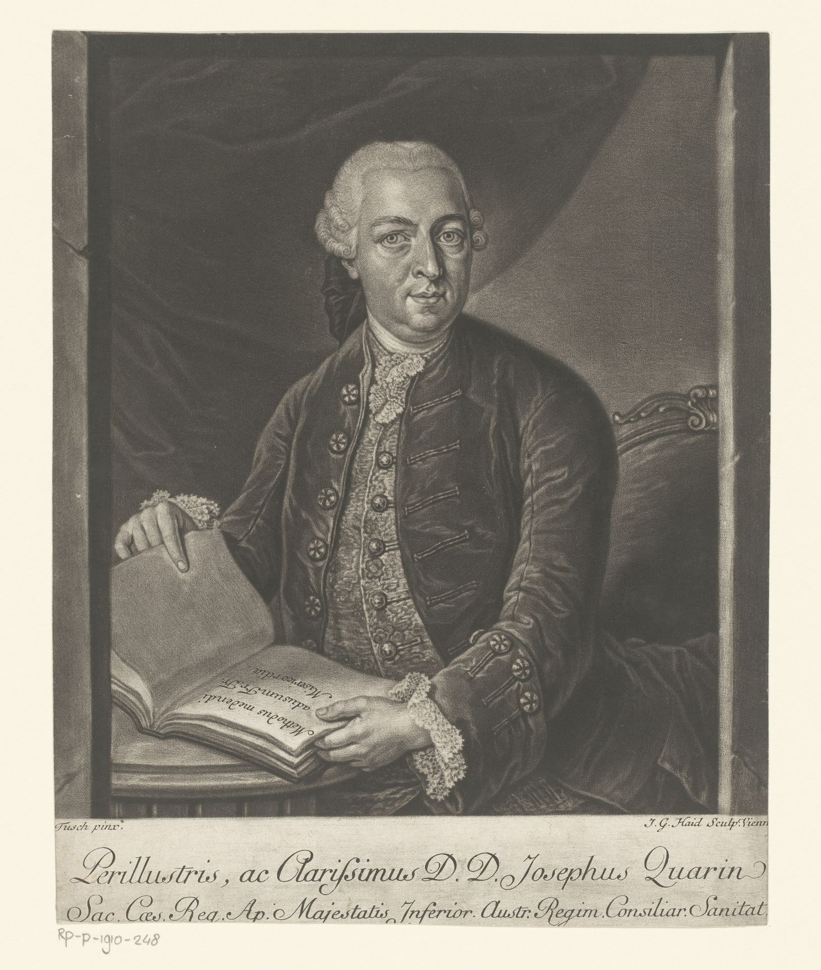 Portret van Joseph Freiherr von Quarin by Johann Gottfried Haid