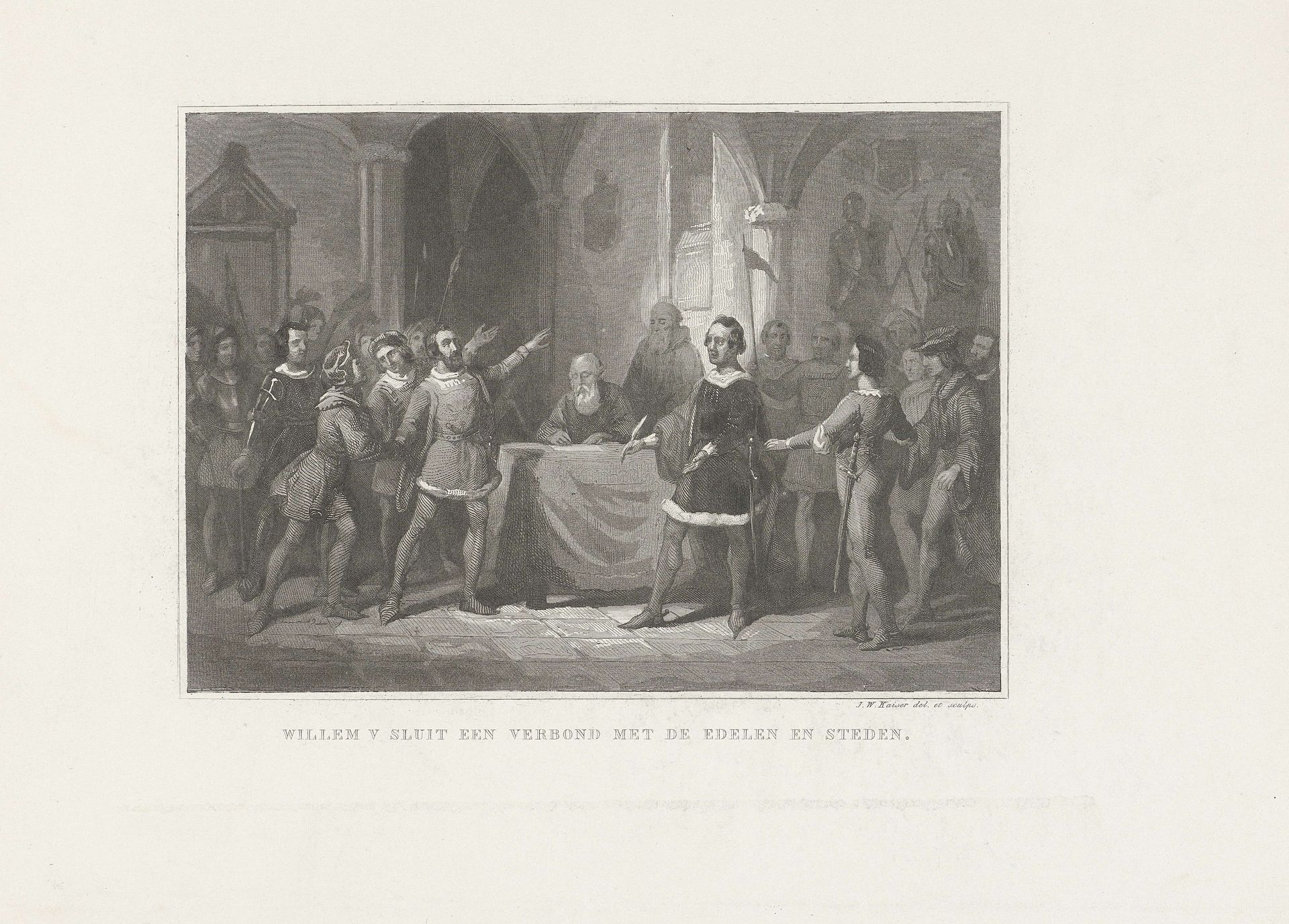 Willem V sluit een verbond met de edelen en steden by Johann Wilhelm (I) Kaiser