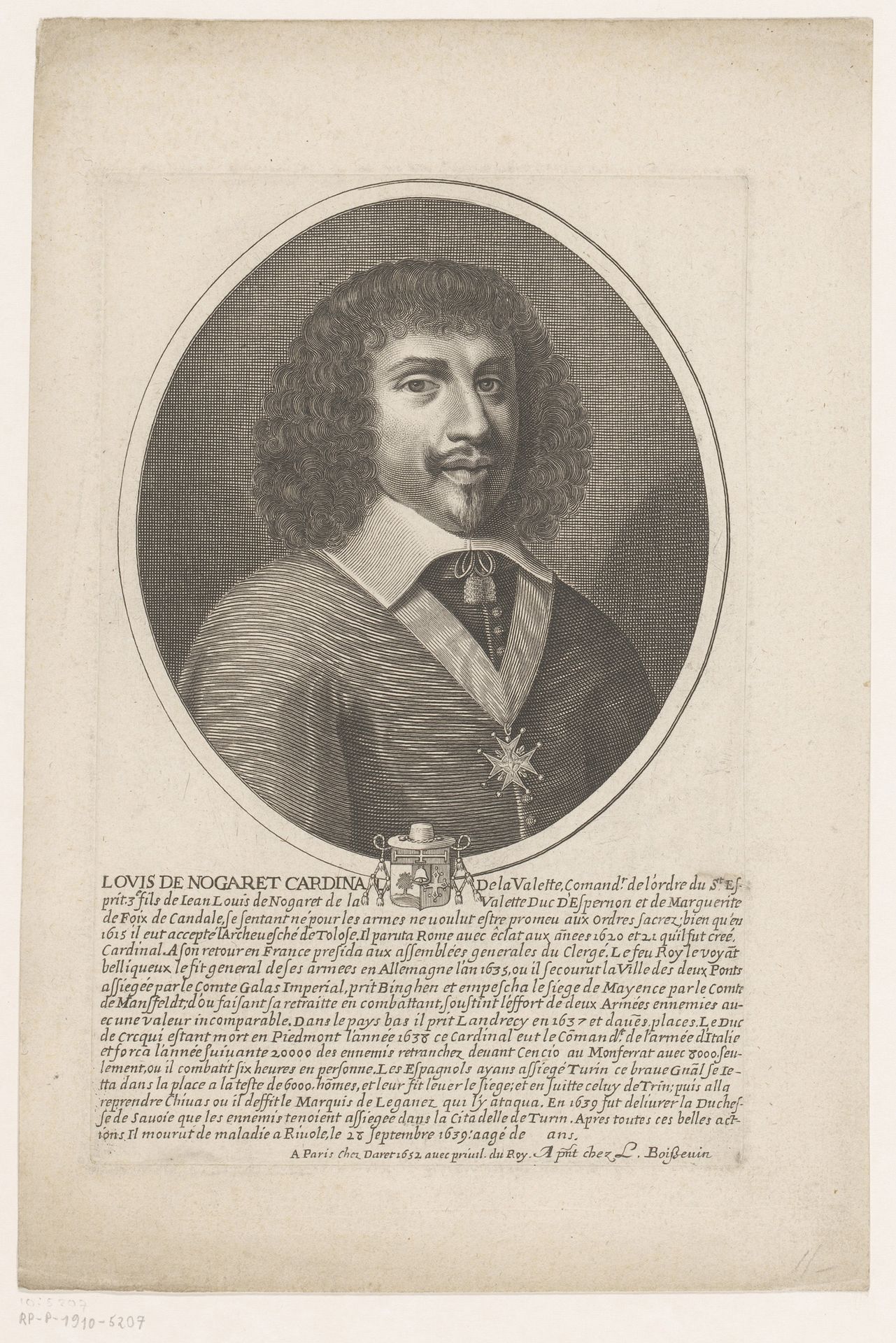 Portret van Louis de Nogaret de La Valette by Jean Frosne