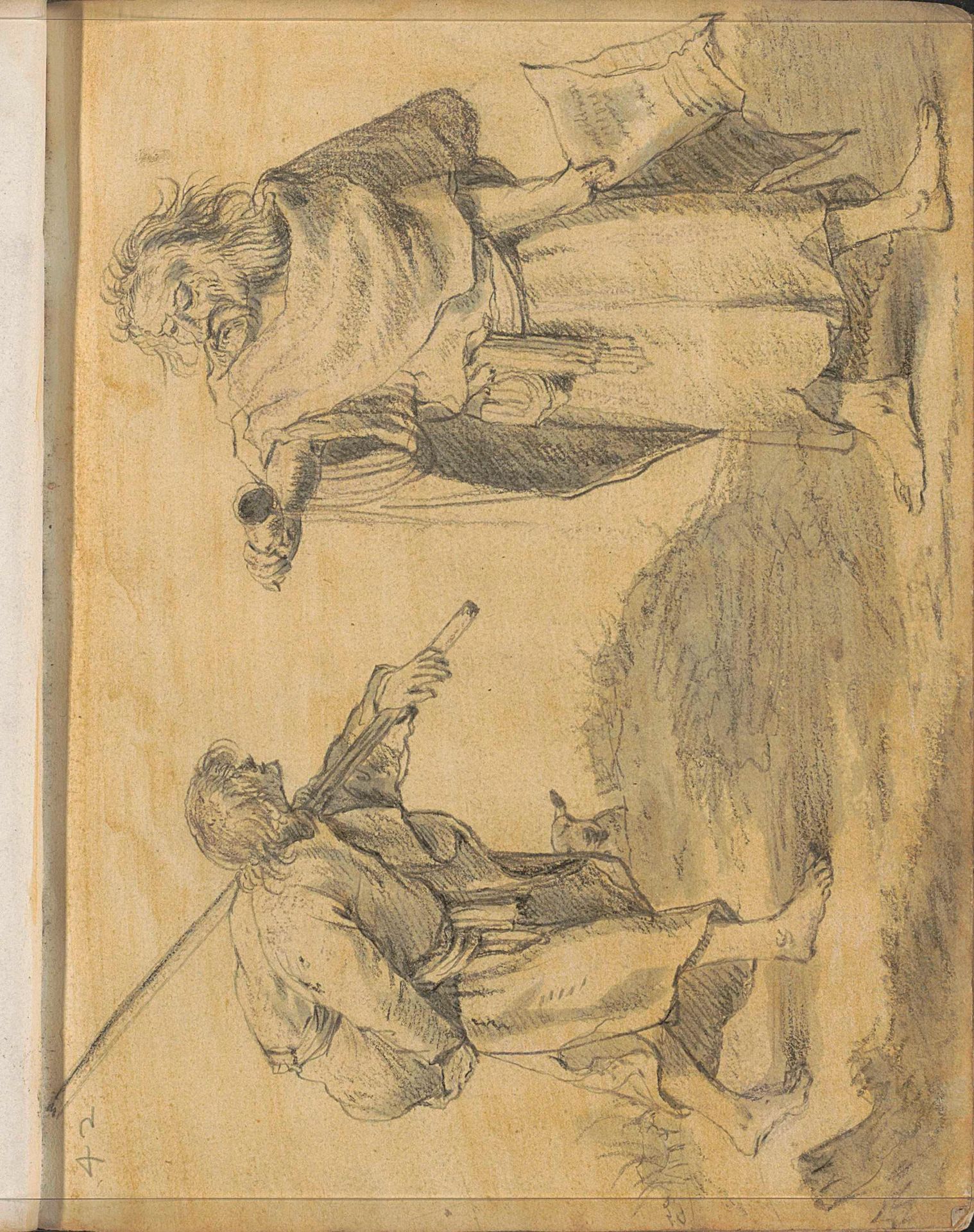 Lastdrager en een man met een kruik op een pad by Cornelis Saftleven