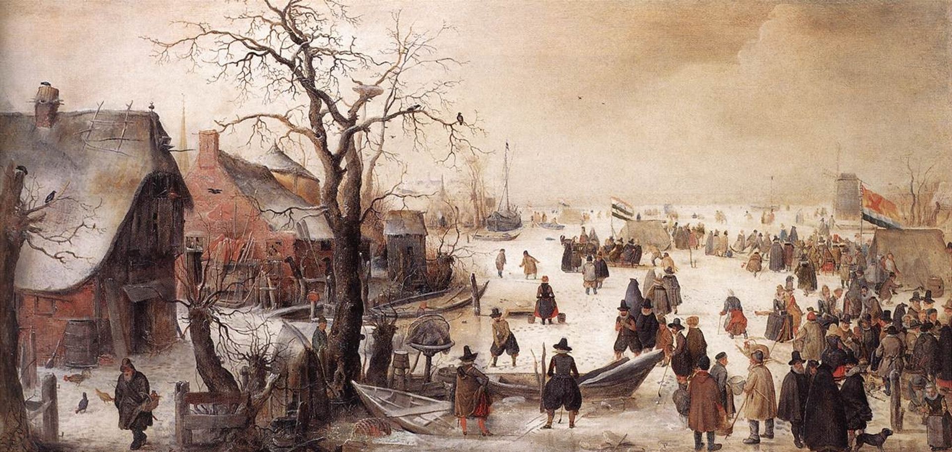 Winter Scene on a Canal by Hendrick Avercamp