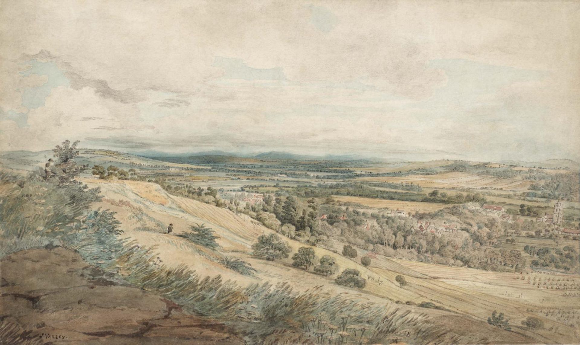 View of Bodenham and the Malvern Hills, Herefordshire by John Varley