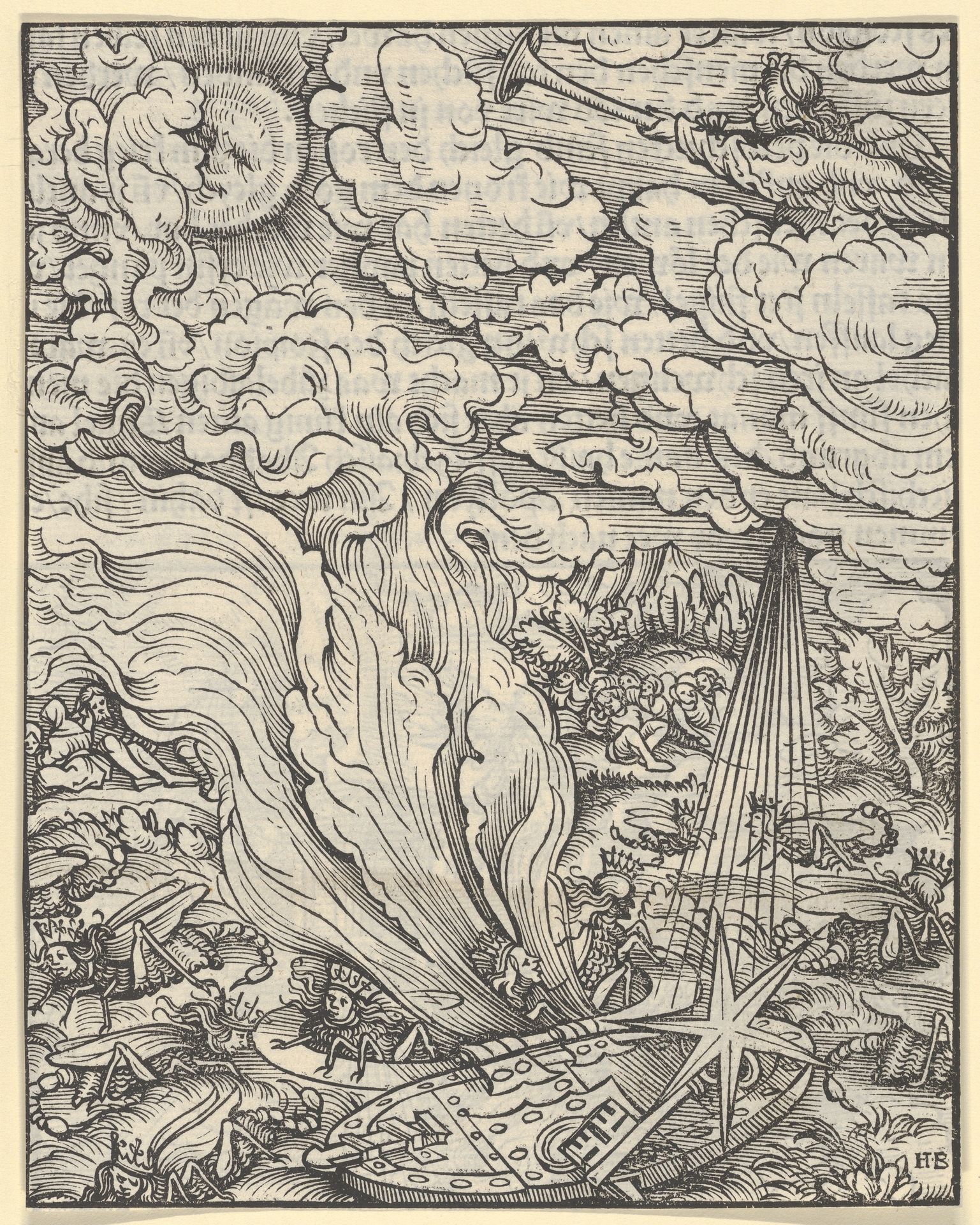 Recto of Sheet with Scene of The Fifth Trombone, from The Apocalypse by Hans Burgkmair