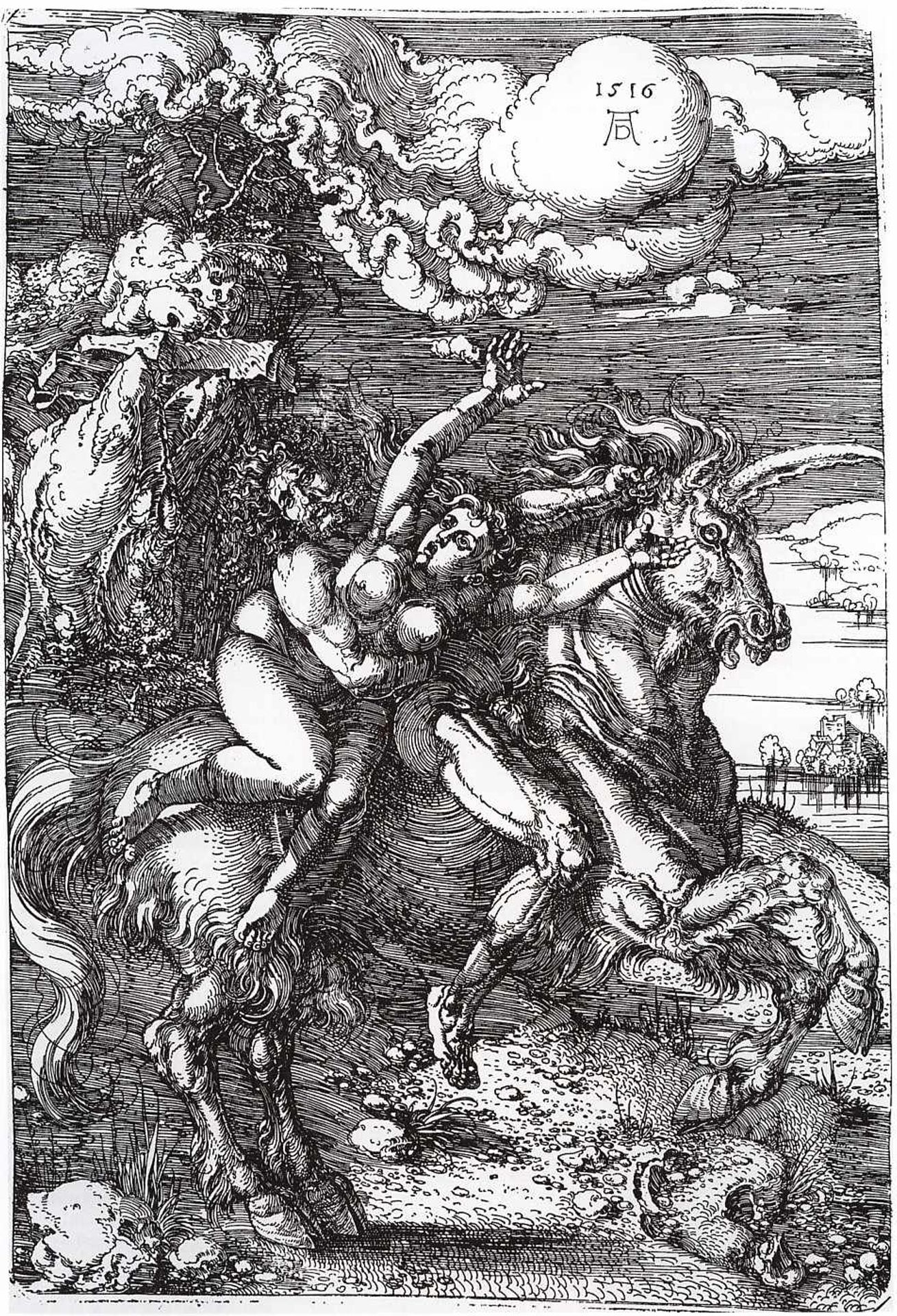 Abduction of Proserpine on a Unicorn by Albrecht Durer