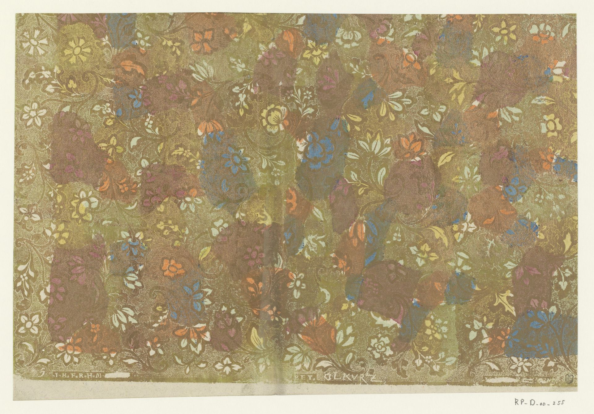 Blad met bloemen en bladeren met puntenfond by Georg Ludwig Kurz